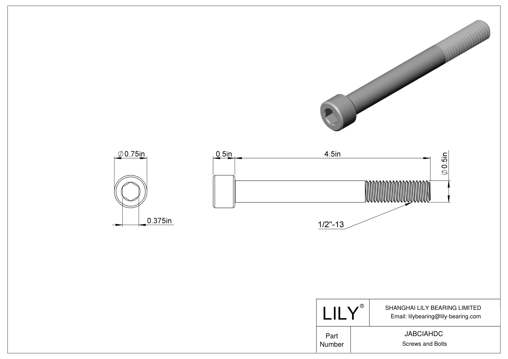 JABCIAHDC Tornillos de cabeza cilíndrica de acero aleado cad drawing