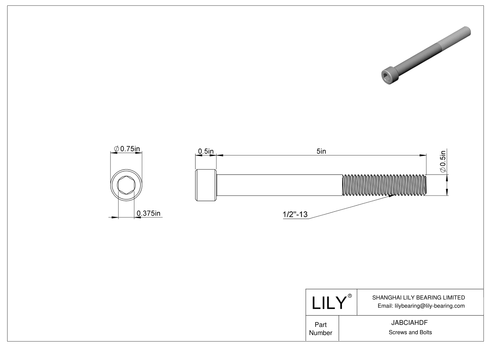 JABCIAHDF 合金钢内六角螺钉 cad drawing