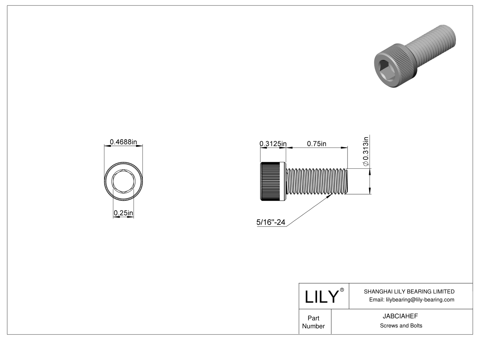 JABCIAHEF Alloy Steel Socket Head Screws cad drawing