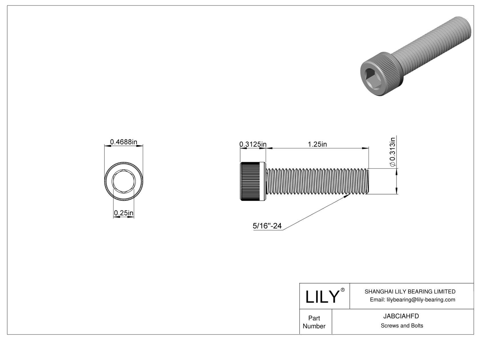 JABCIAHFD 合金钢内六角螺钉 cad drawing