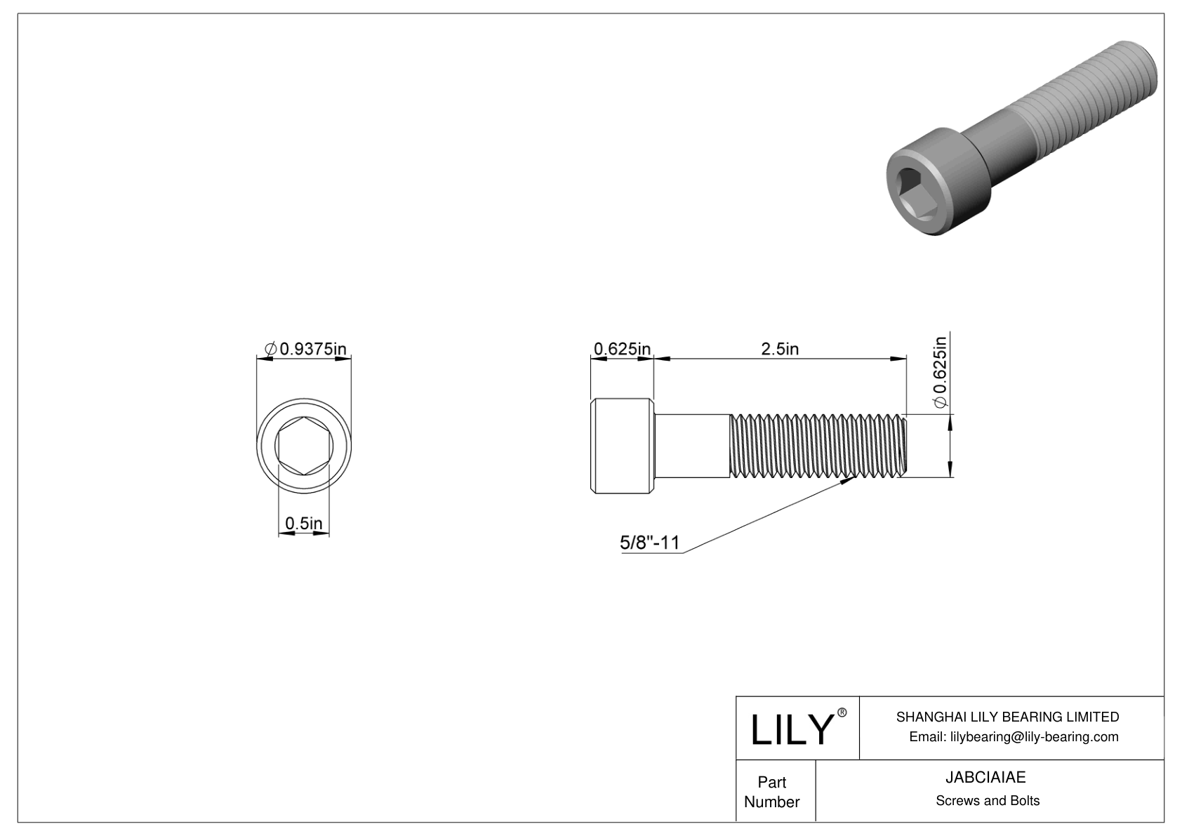 JABCIAIAE Alloy Steel Socket Head Screws cad drawing