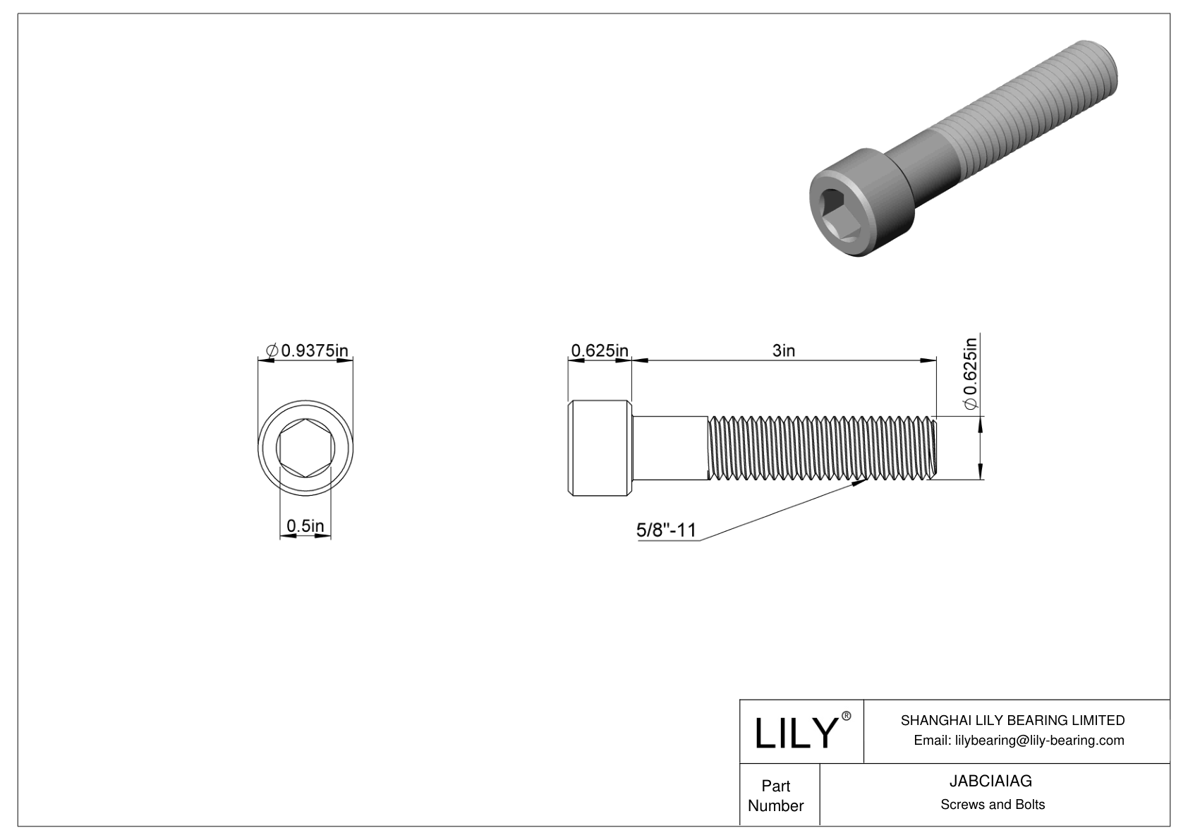 JABCIAIAG Alloy Steel Socket Head Screws cad drawing