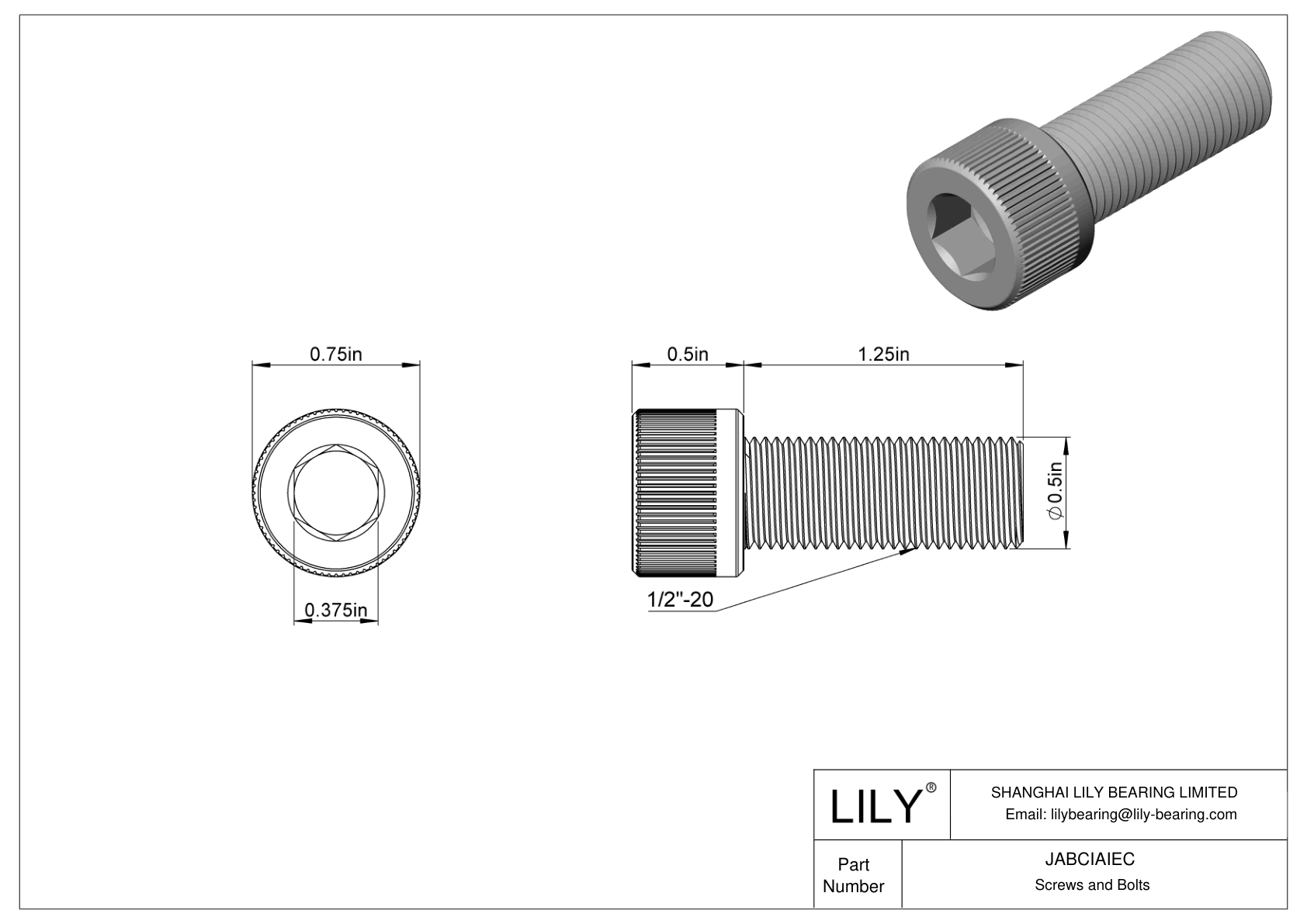 JABCIAIEC Alloy Steel Socket Head Screws cad drawing