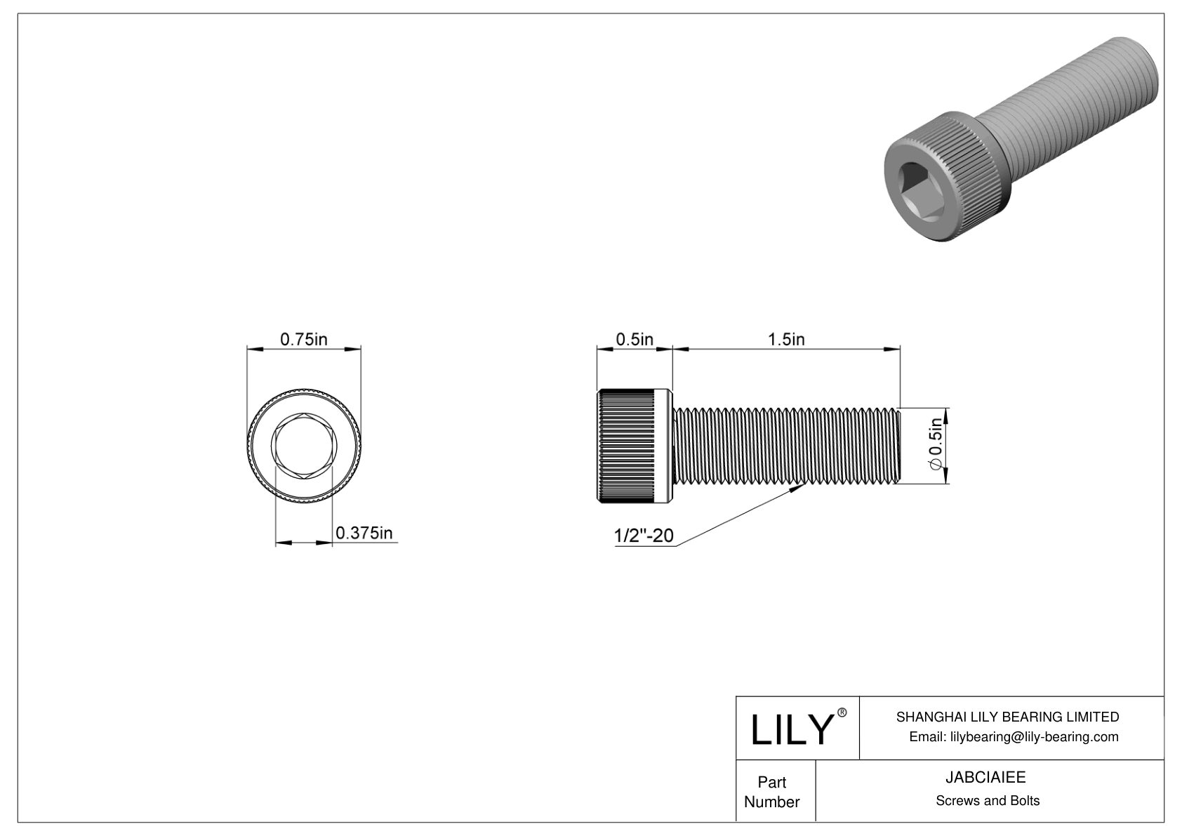 JABCIAIEE 合金钢内六角螺钉 cad drawing