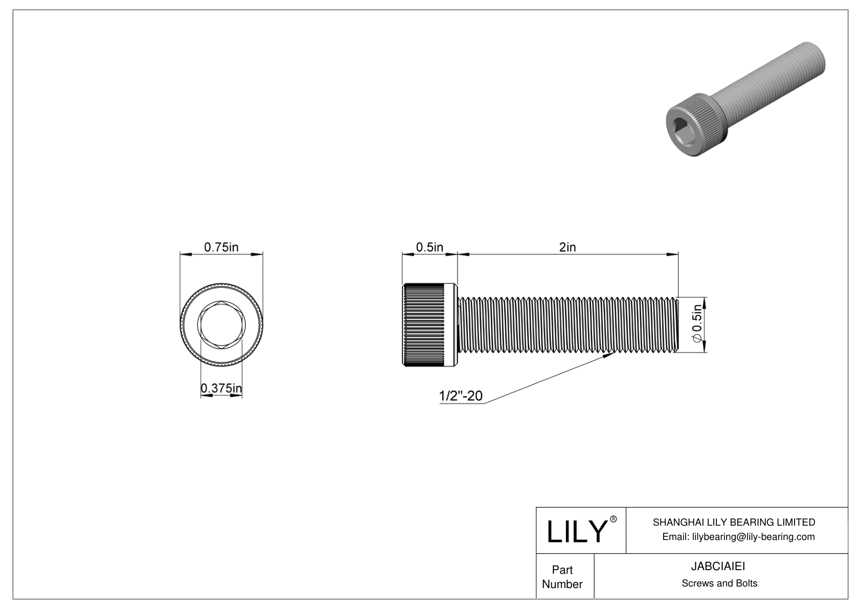 JABCIAIEI Alloy Steel Socket Head Screws cad drawing