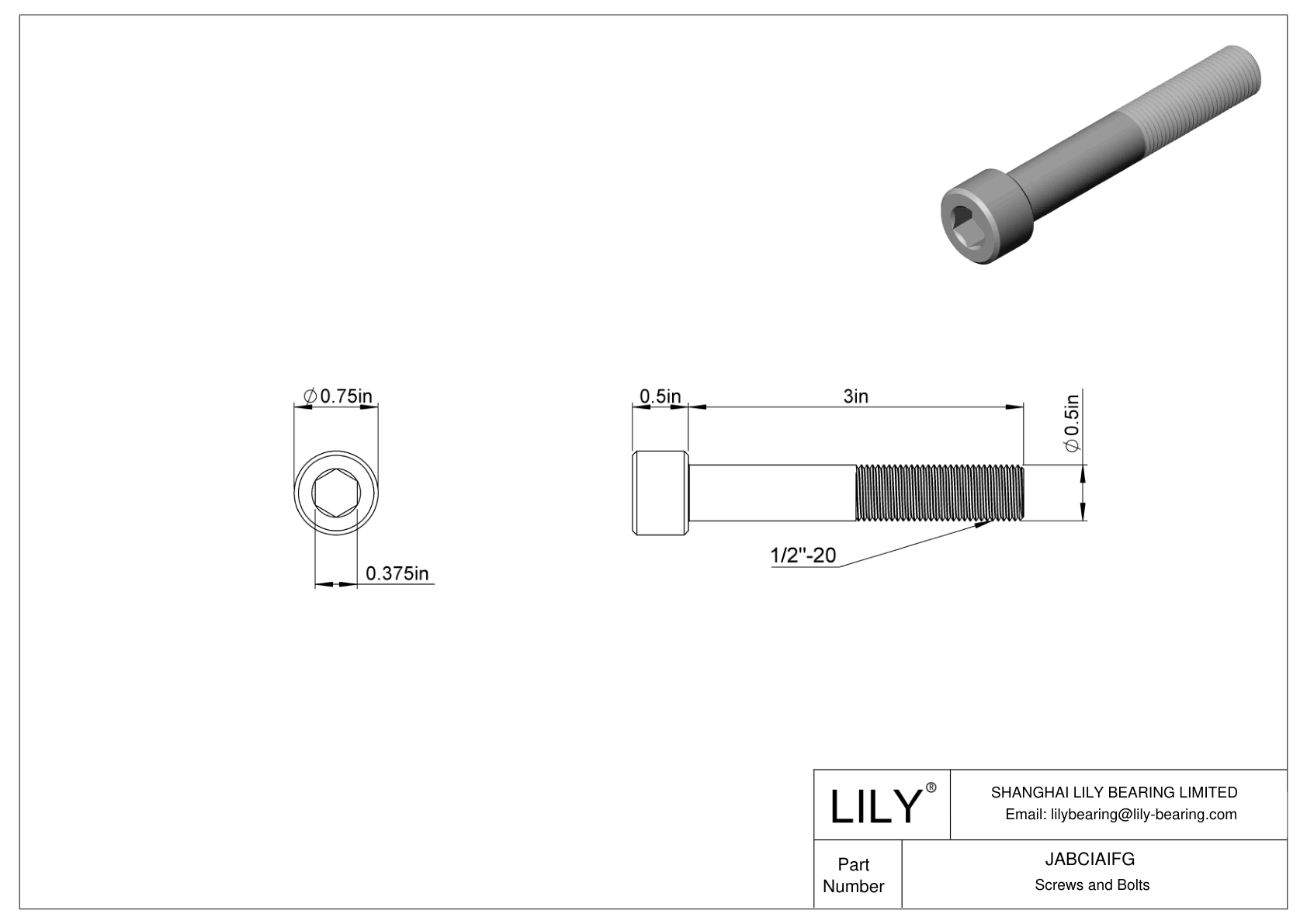 JABCIAIFG Alloy Steel Socket Head Screws cad drawing