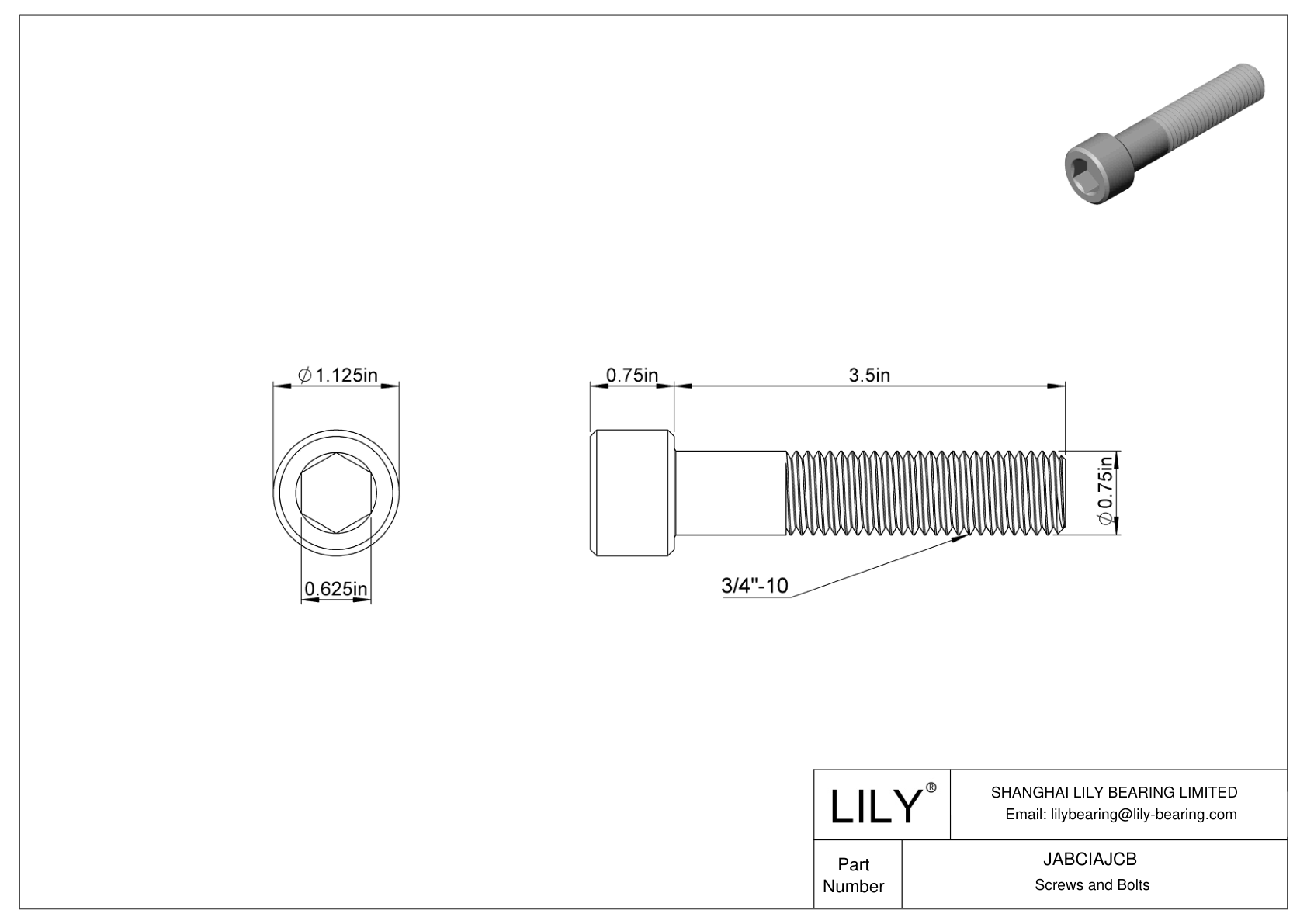 JABCIAJCB Tornillos de cabeza cilíndrica de acero aleado cad drawing