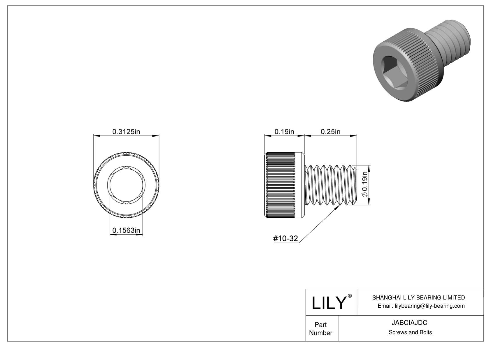 JABCIAJDC Tornillos de cabeza cilíndrica de acero aleado cad drawing