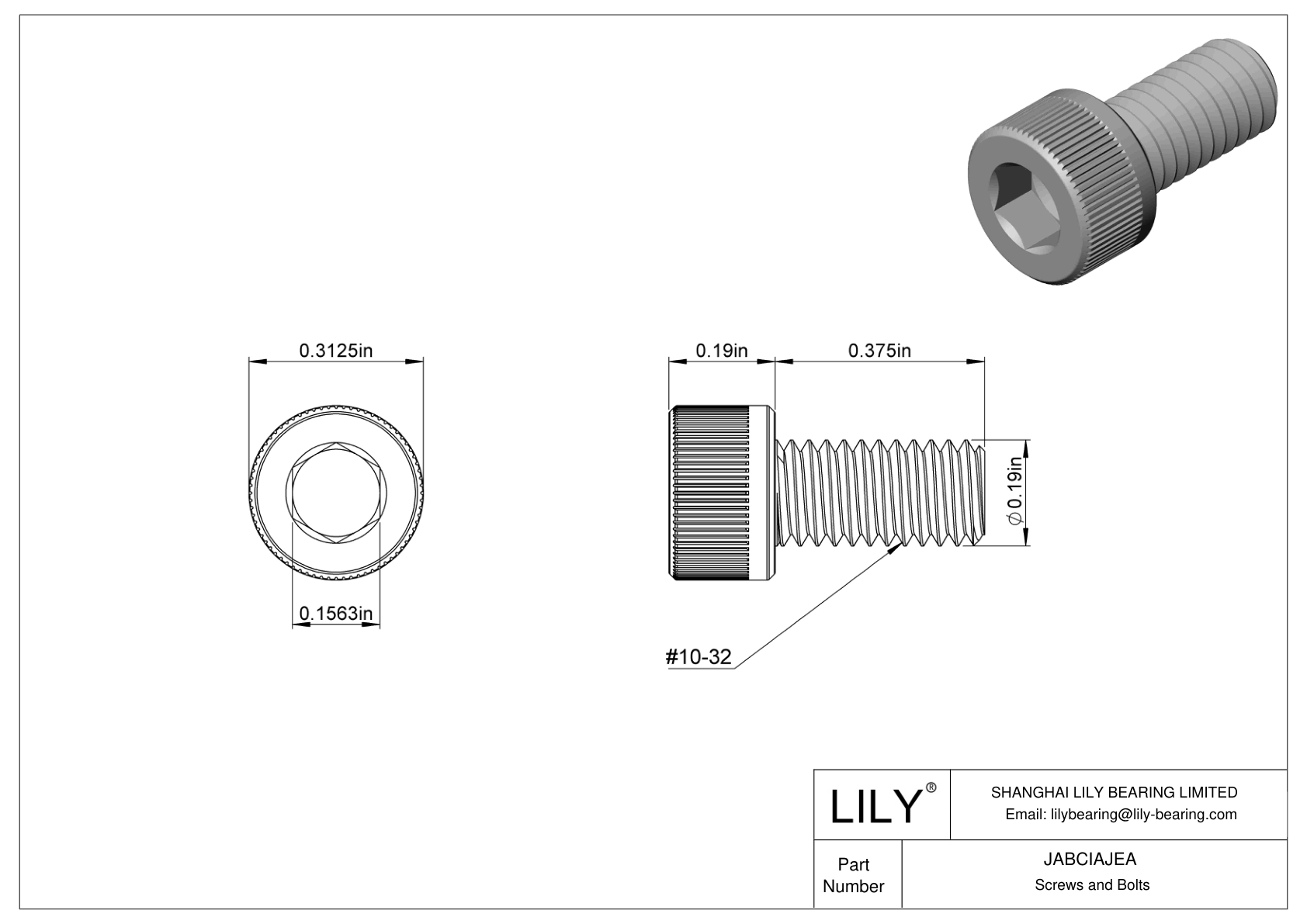 JABCIAJEA Alloy Steel Socket Head Screws cad drawing