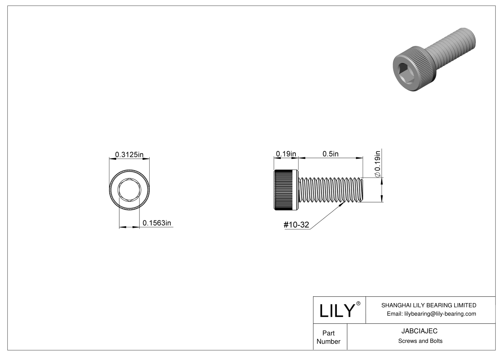 JABCIAJEC Alloy Steel Socket Head Screws cad drawing