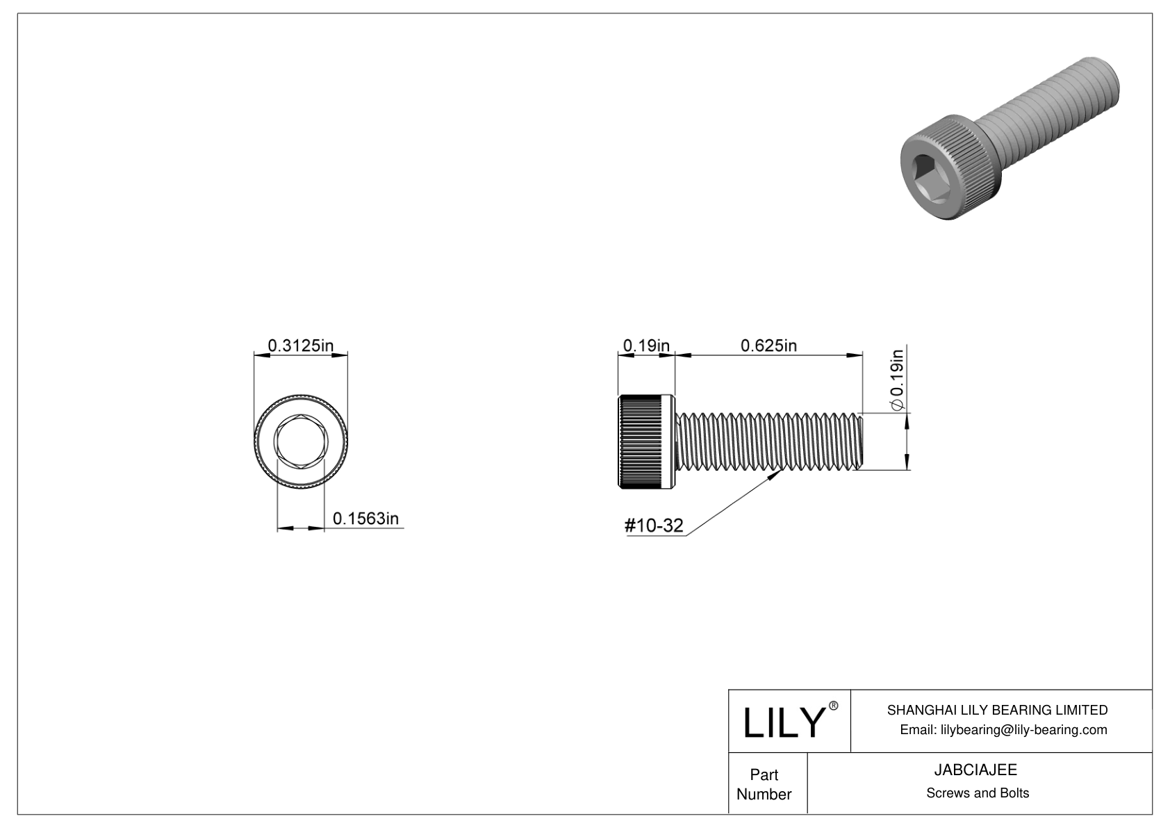 JABCIAJEE Alloy Steel Socket Head Screws cad drawing