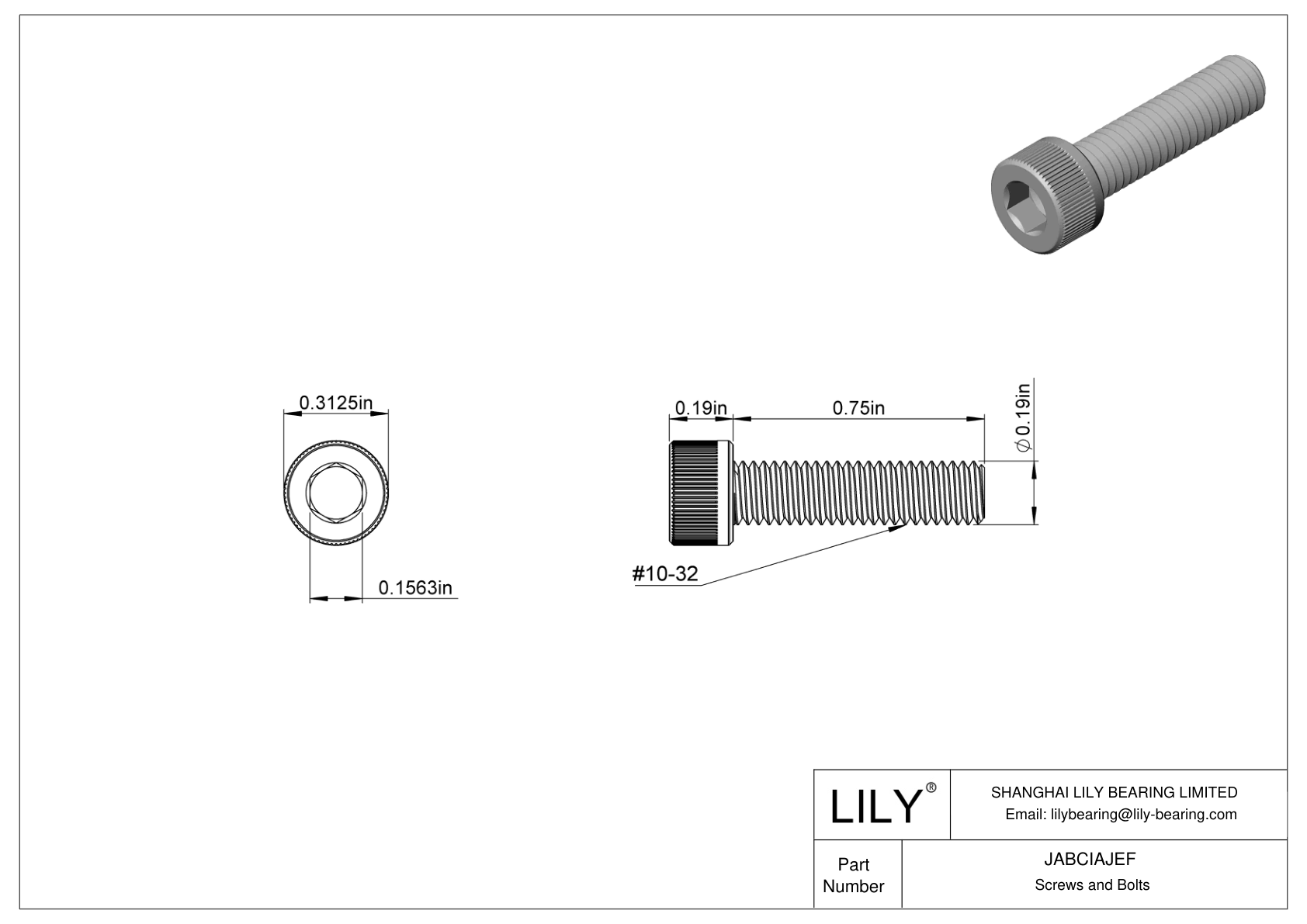 JABCIAJEF Alloy Steel Socket Head Screws cad drawing