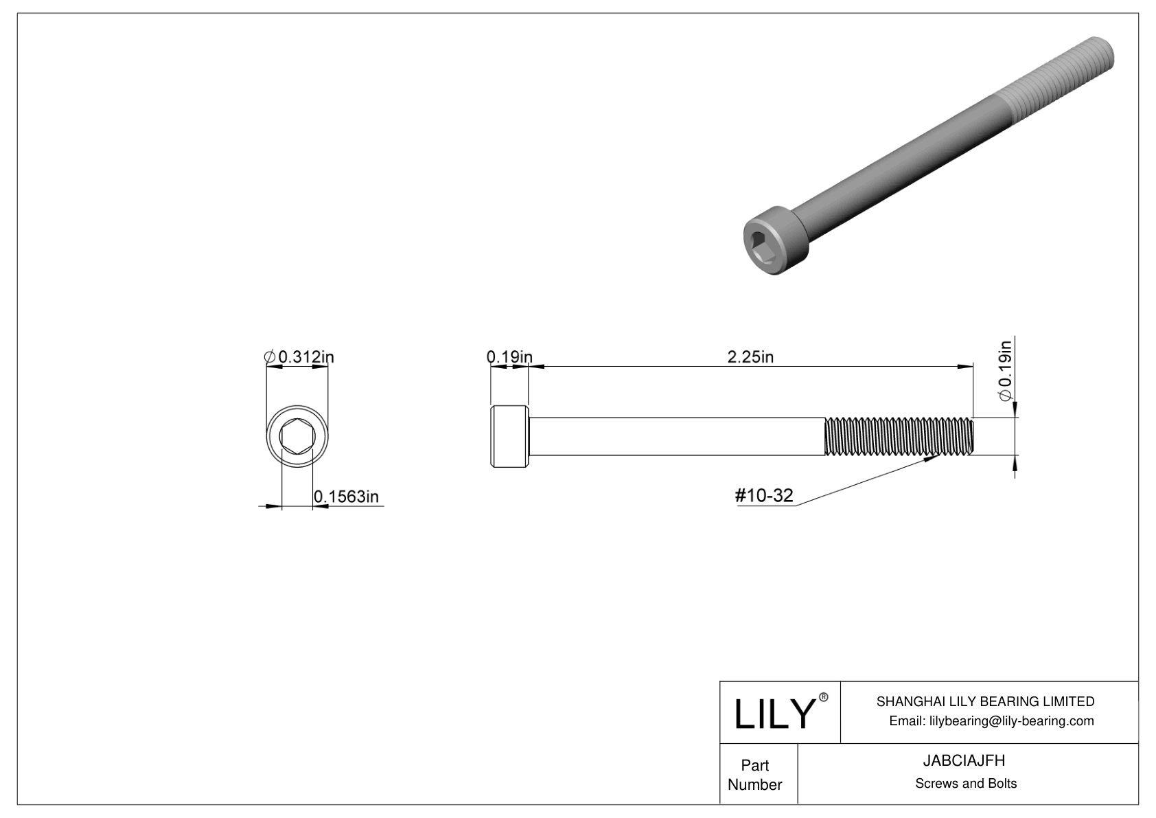 JABCIAJFH 合金钢内六角螺钉 cad drawing