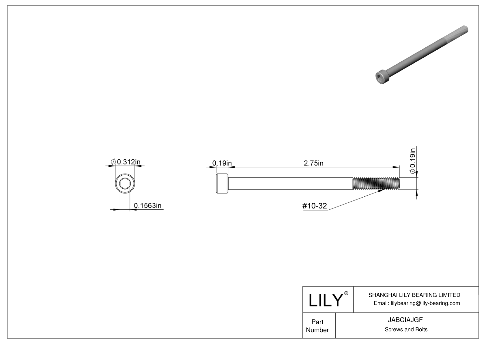 JABCIAJGF 合金钢内六角螺钉 cad drawing