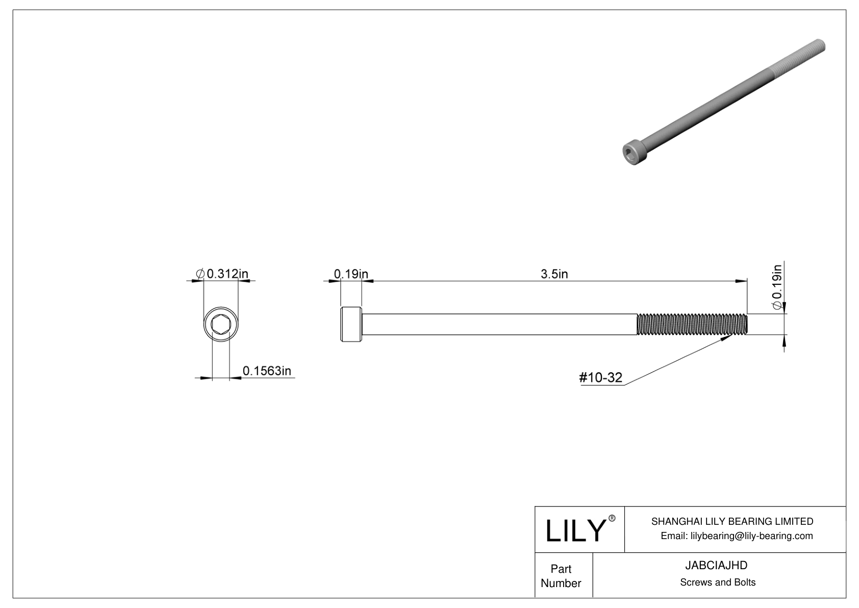 JABCIAJHD 合金钢内六角螺钉 cad drawing