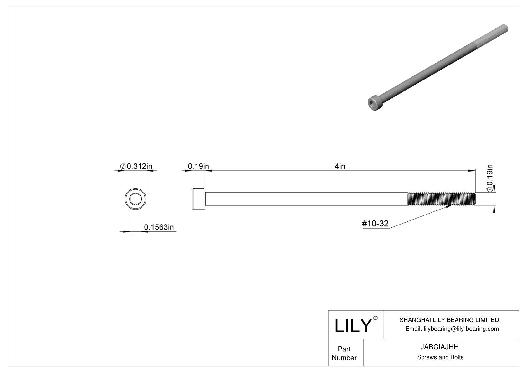 JABCIAJHH Tornillos de cabeza cilíndrica de acero aleado cad drawing