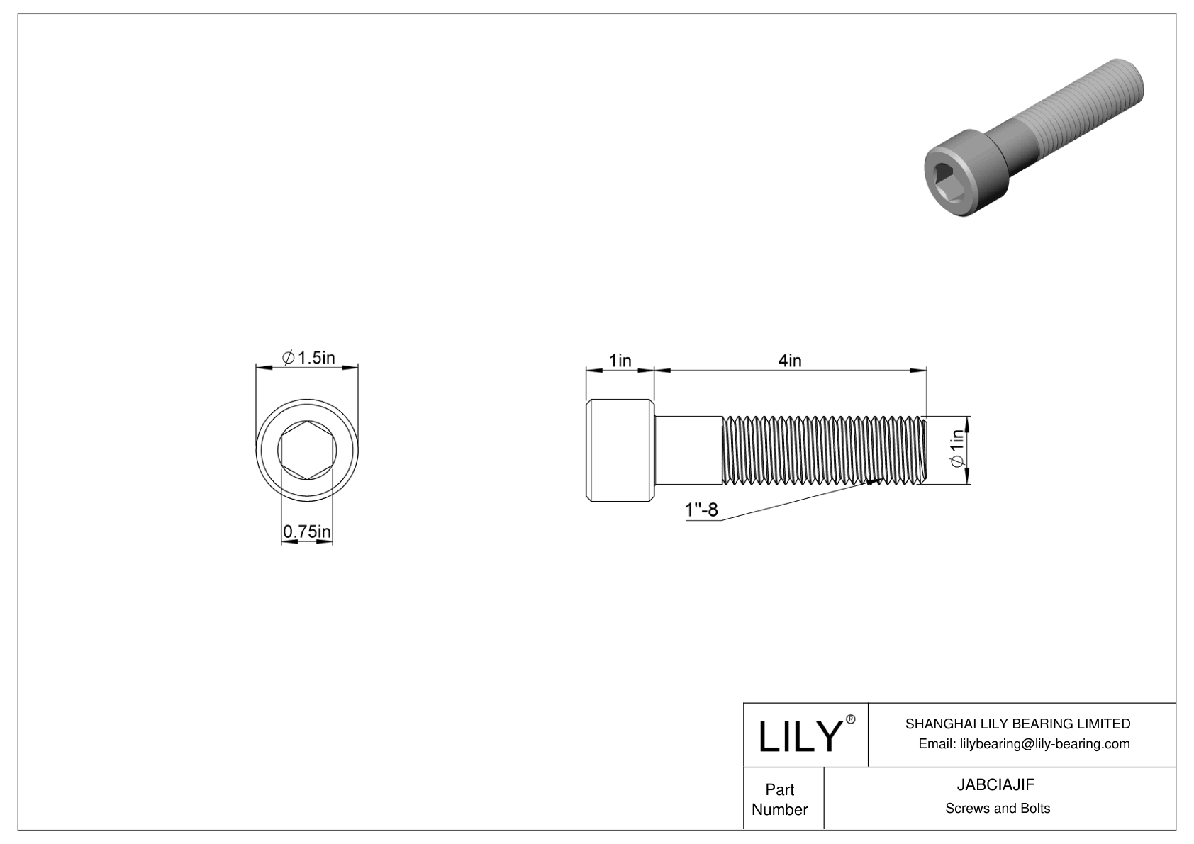 JABCIAJIF Alloy Steel Socket Head Screws cad drawing