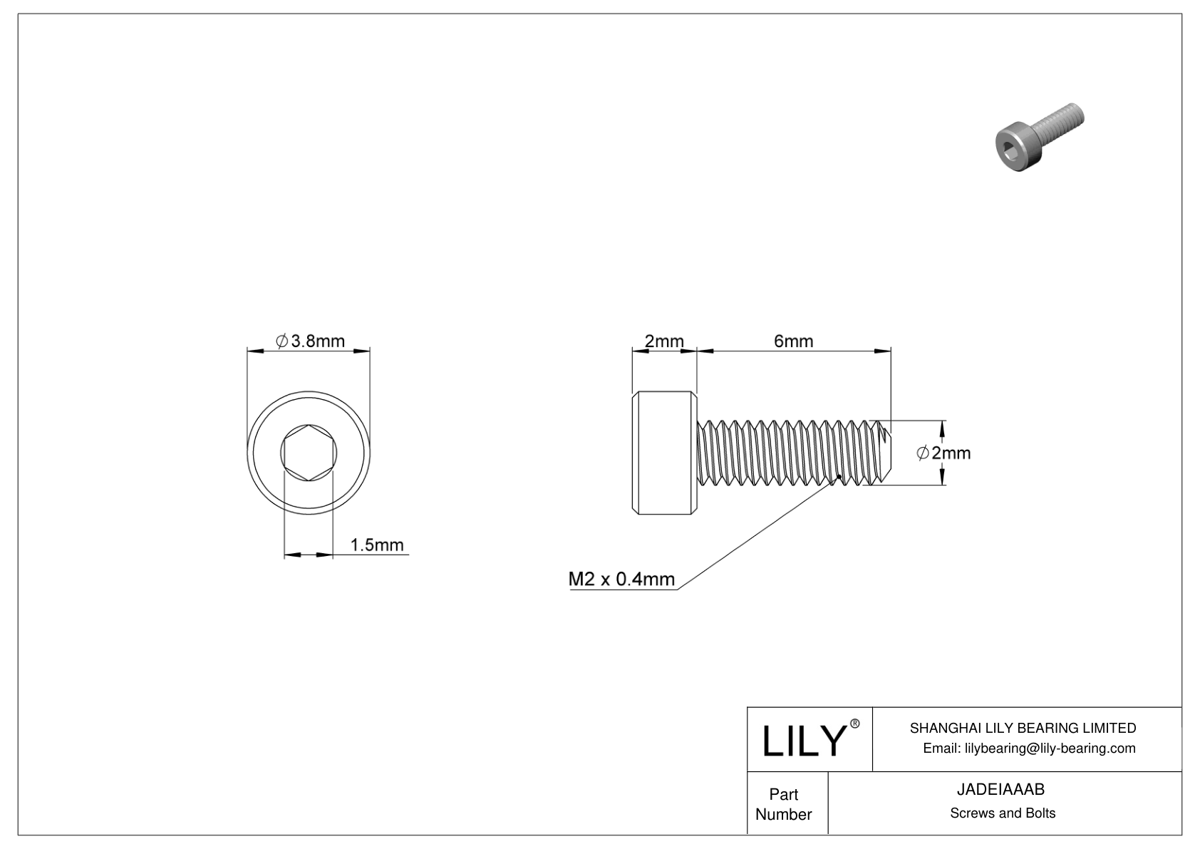 JADEIAAAB 18-8 不锈钢内六角螺钉 cad drawing