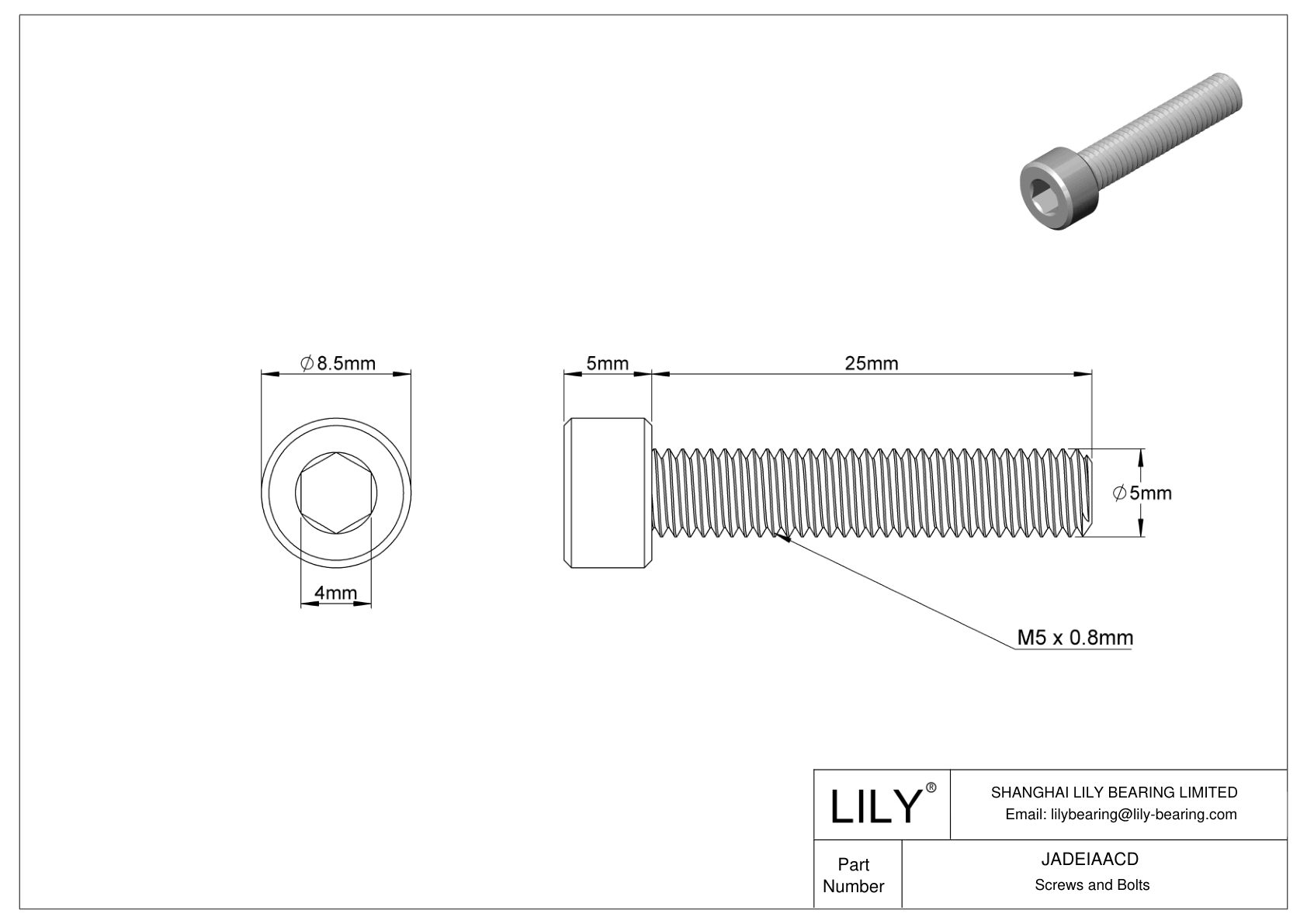 JADEIAACD 18-8 不锈钢内六角螺钉 cad drawing