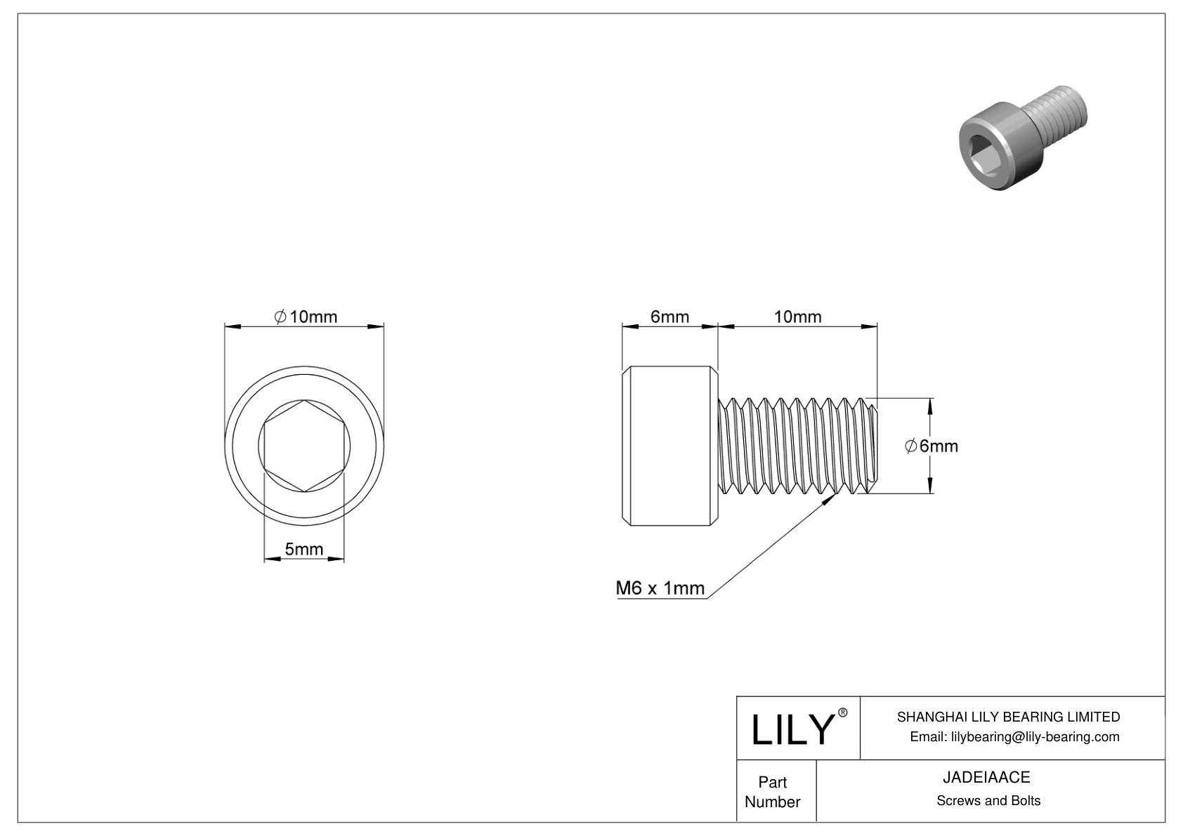 JADEIAACE 18-8 Stainless Steel Socket Head Screws cad drawing