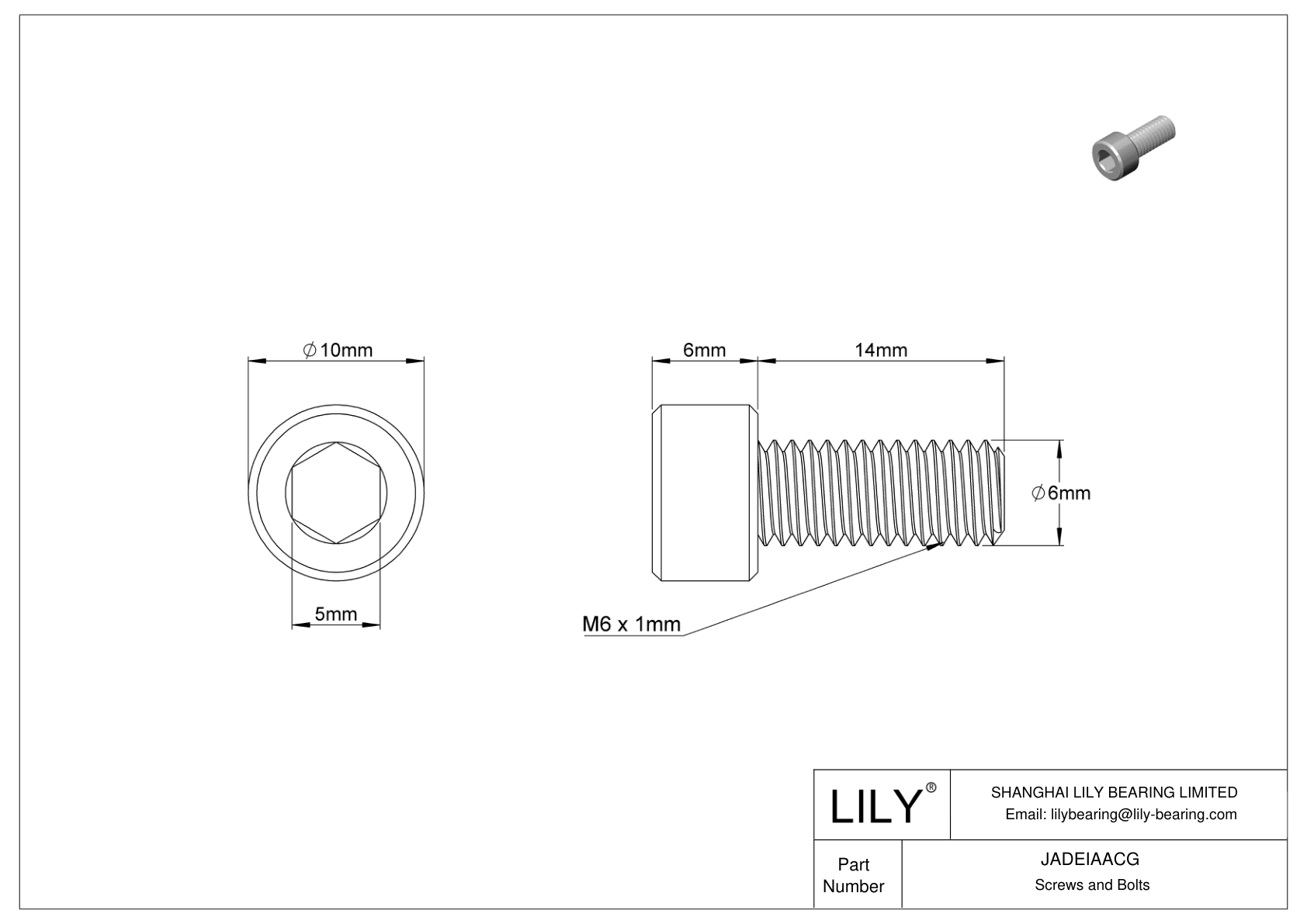 JADEIAACG 18-8 Stainless Steel Socket Head Screws cad drawing