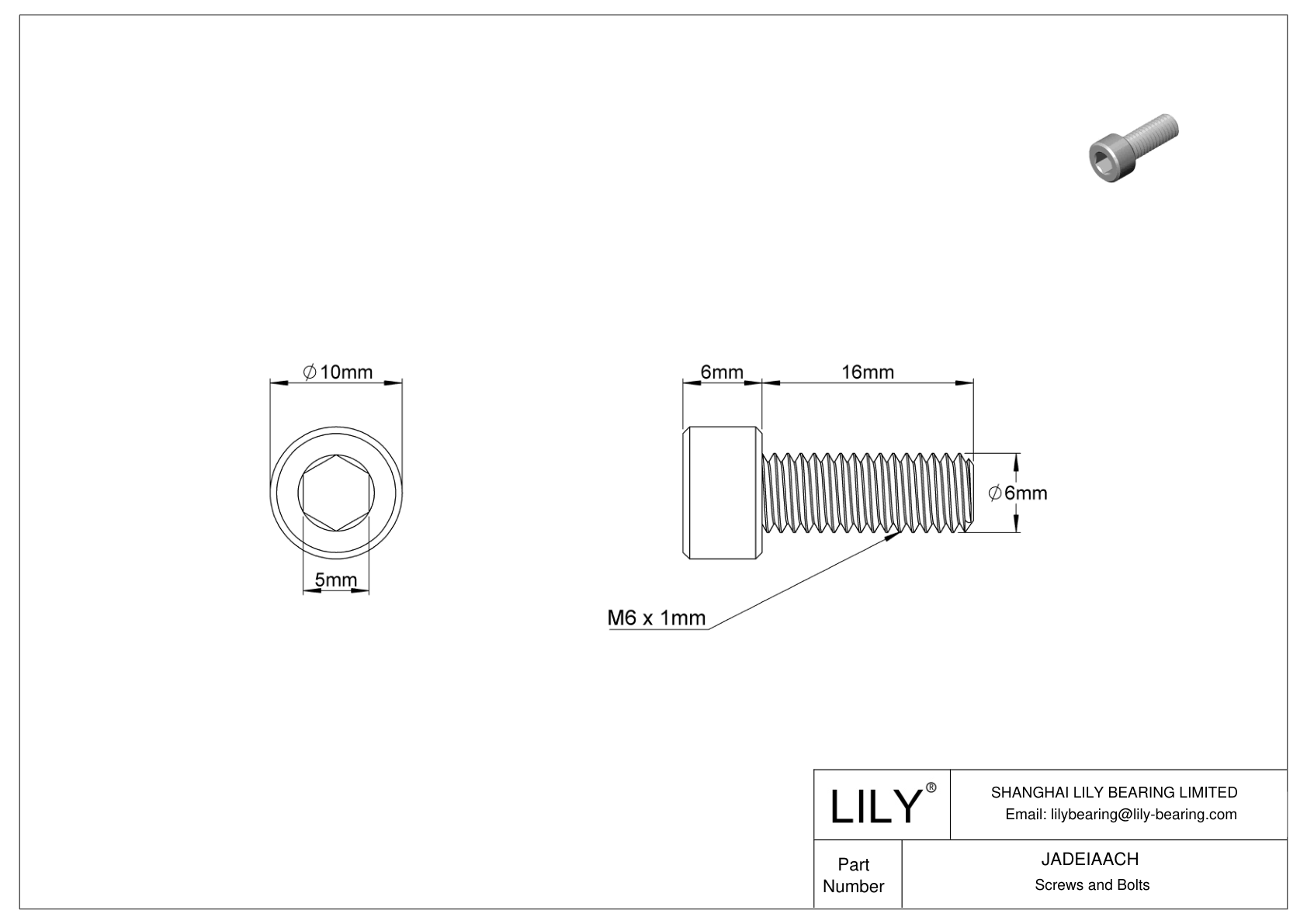 JADEIAACH 18-8 Stainless Steel Socket Head Screws cad drawing