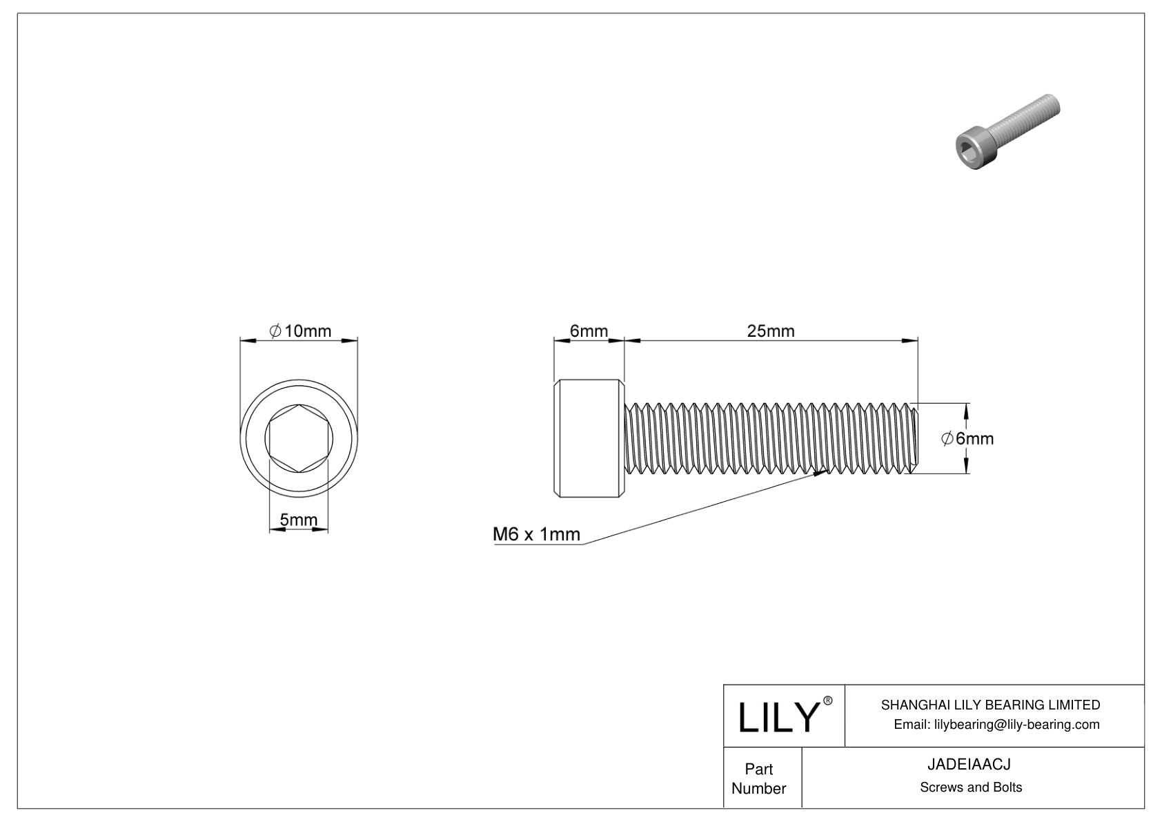 JADEIAACJ Tornillos de cabeza cilíndrica de acero inoxidable 18-8 cad drawing