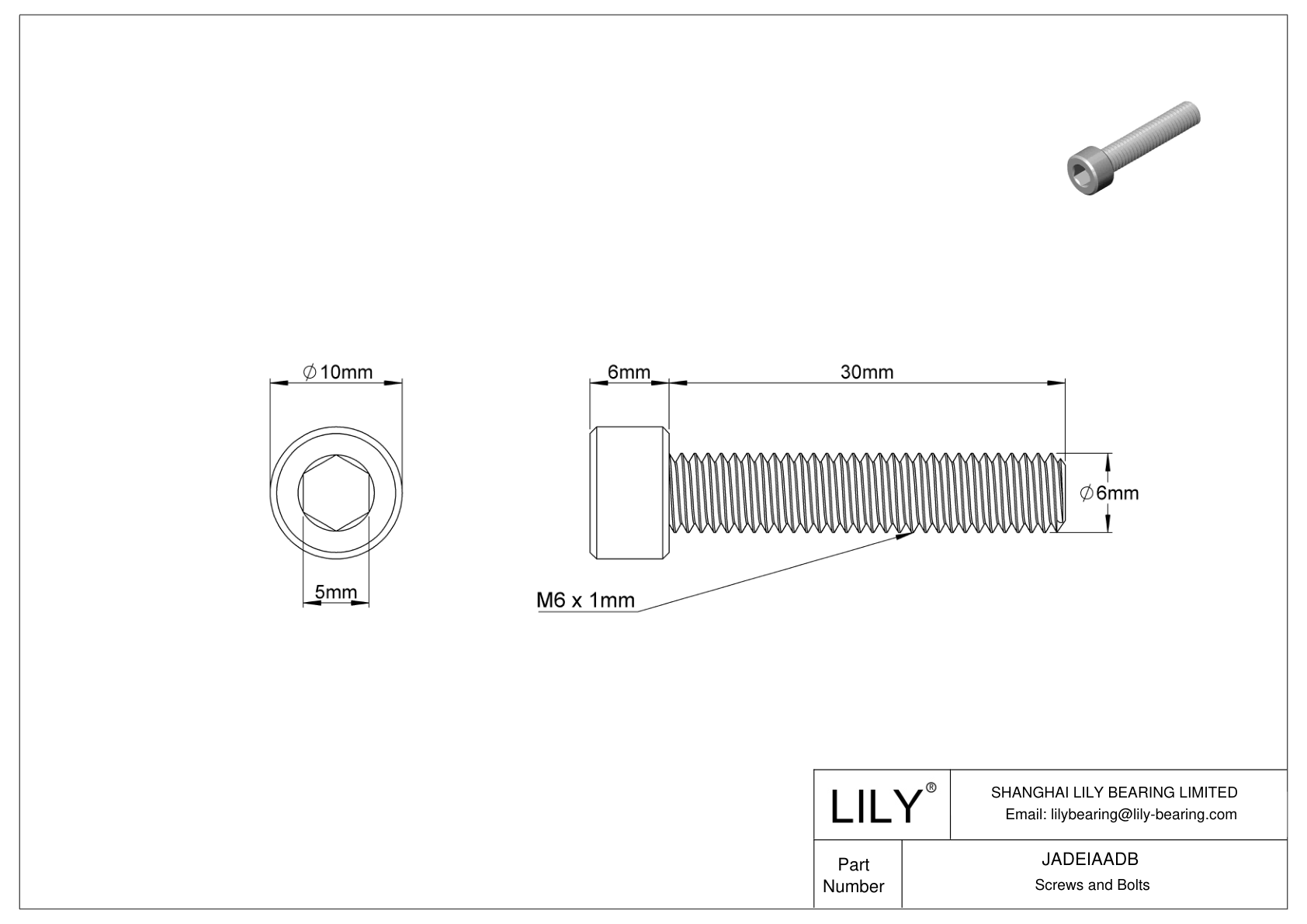 JADEIAADB 18-8 Stainless Steel Socket Head Screws cad drawing