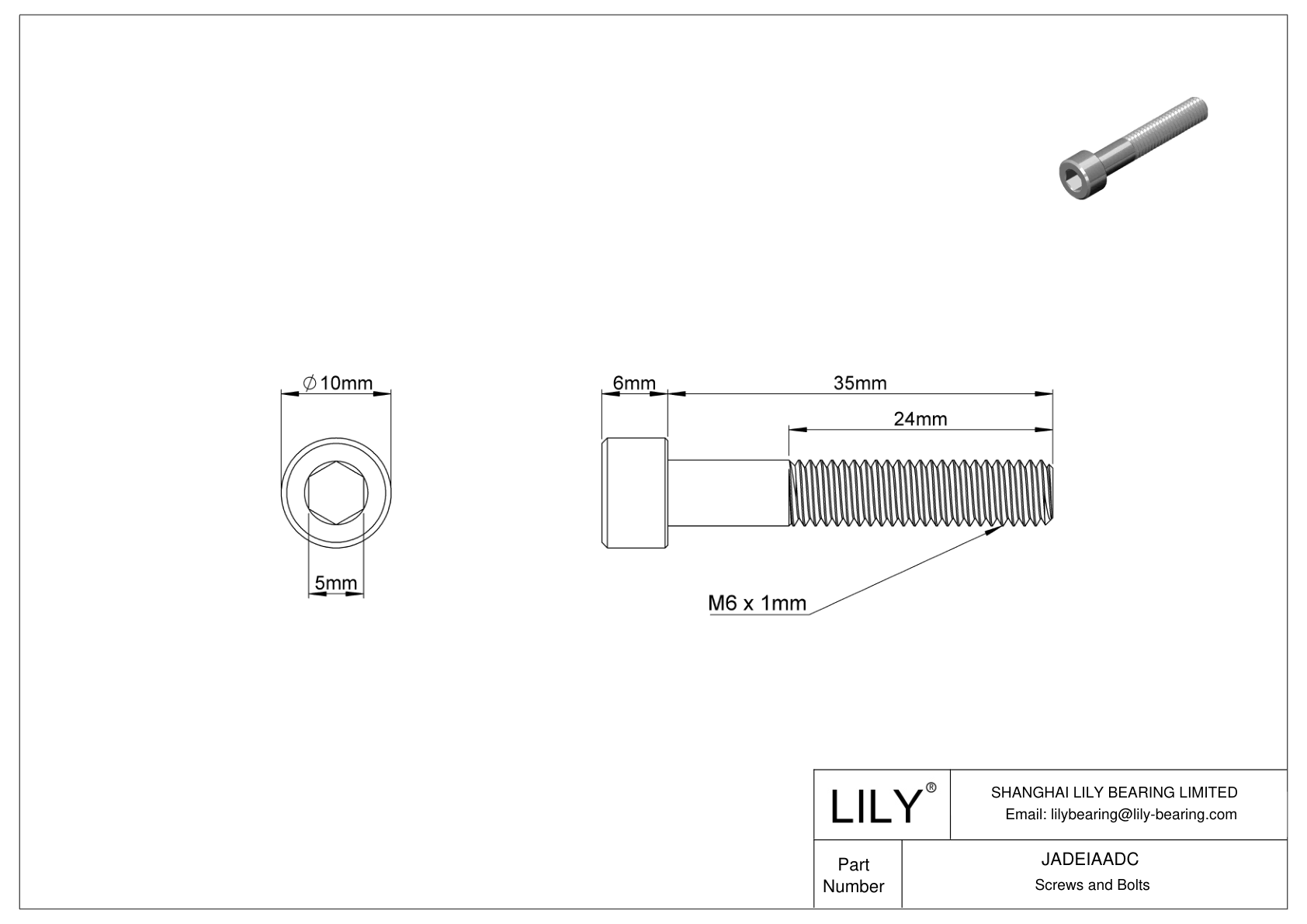 JADEIAADC Tornillos de cabeza cilíndrica de acero inoxidable 18-8 cad drawing