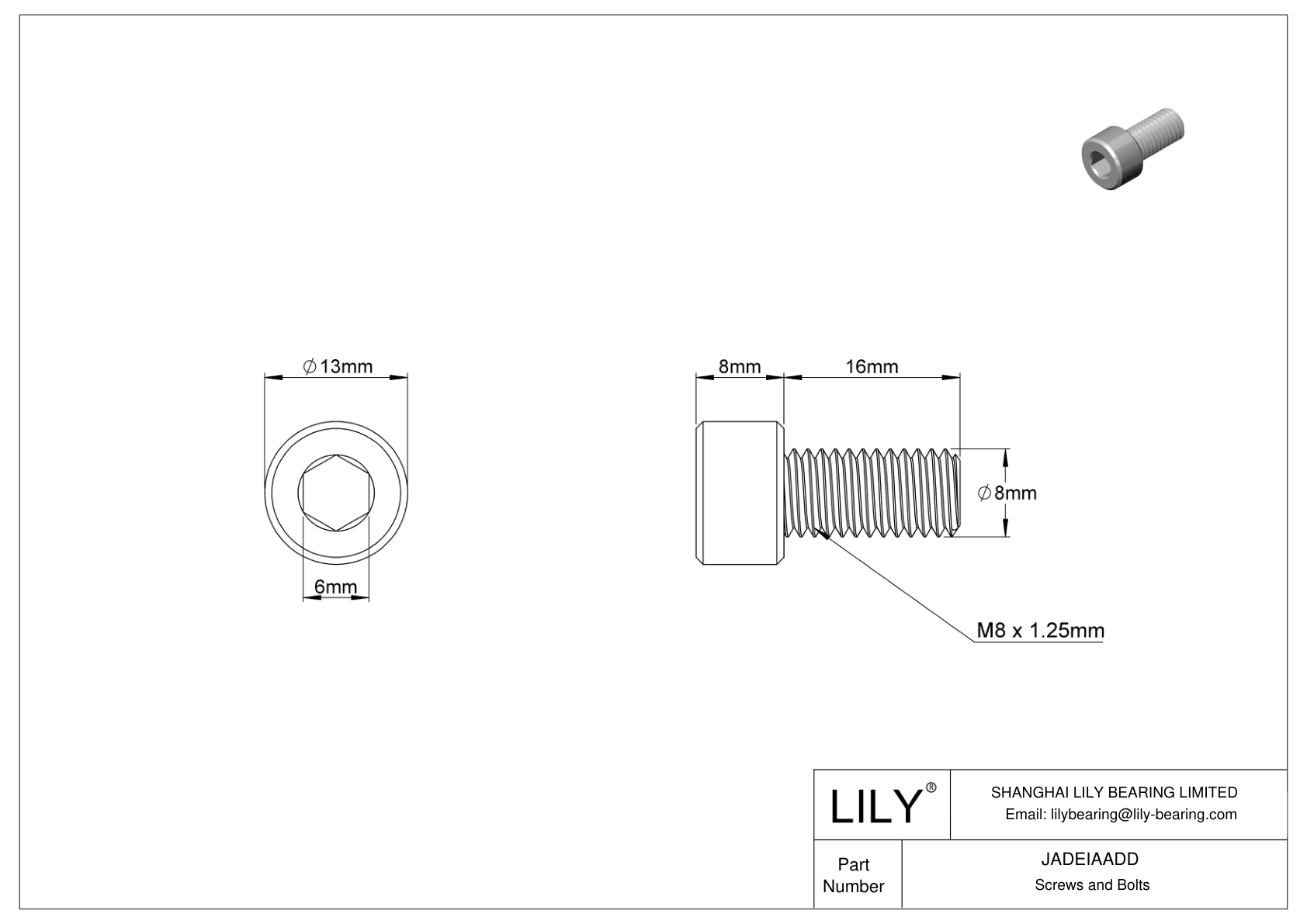 JADEIAADD Tornillos de cabeza cilíndrica de acero inoxidable 18-8 cad drawing