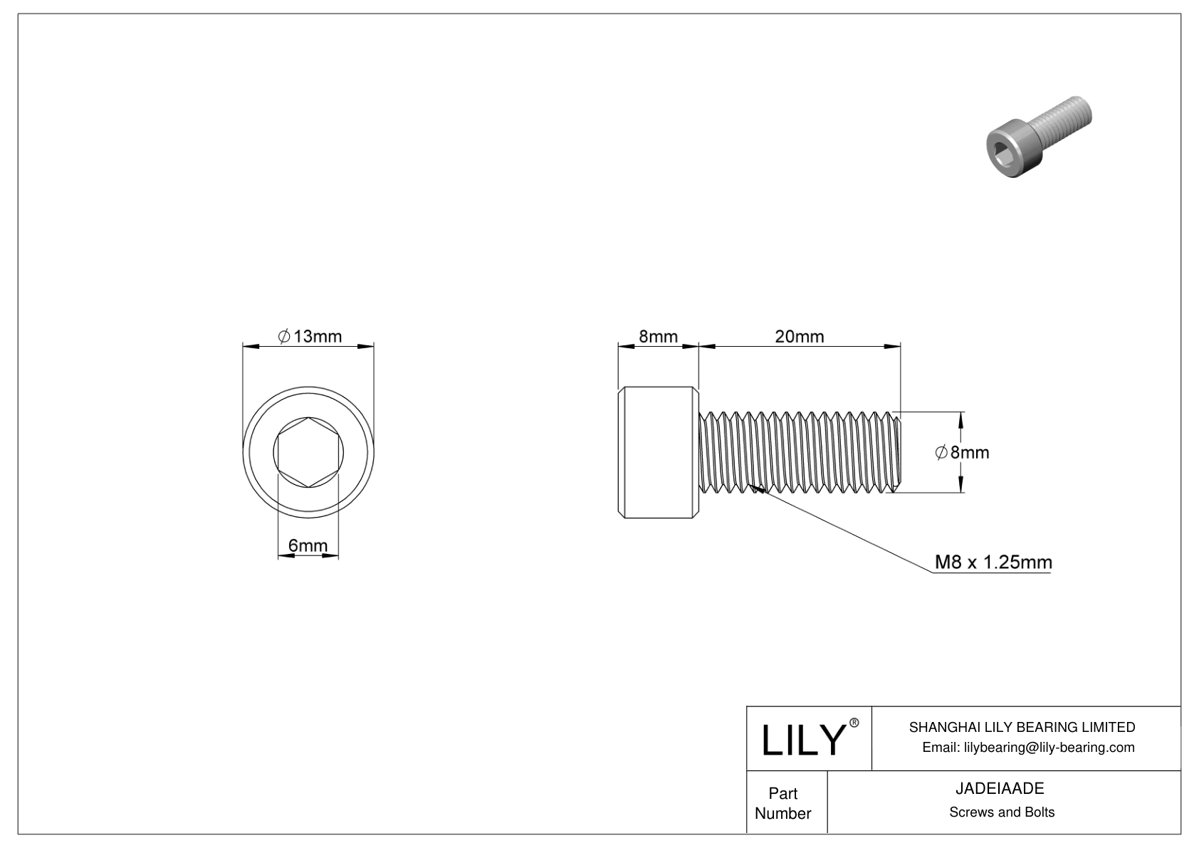 JADEIAADE Tornillos de cabeza cilíndrica de acero inoxidable 18-8 cad drawing