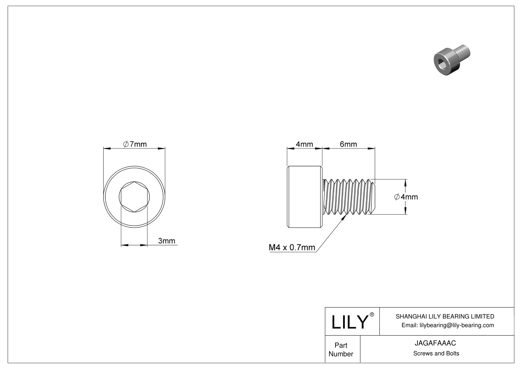 JAGAFAAAC 左旋螺纹合金钢内六角螺钉 cad drawing