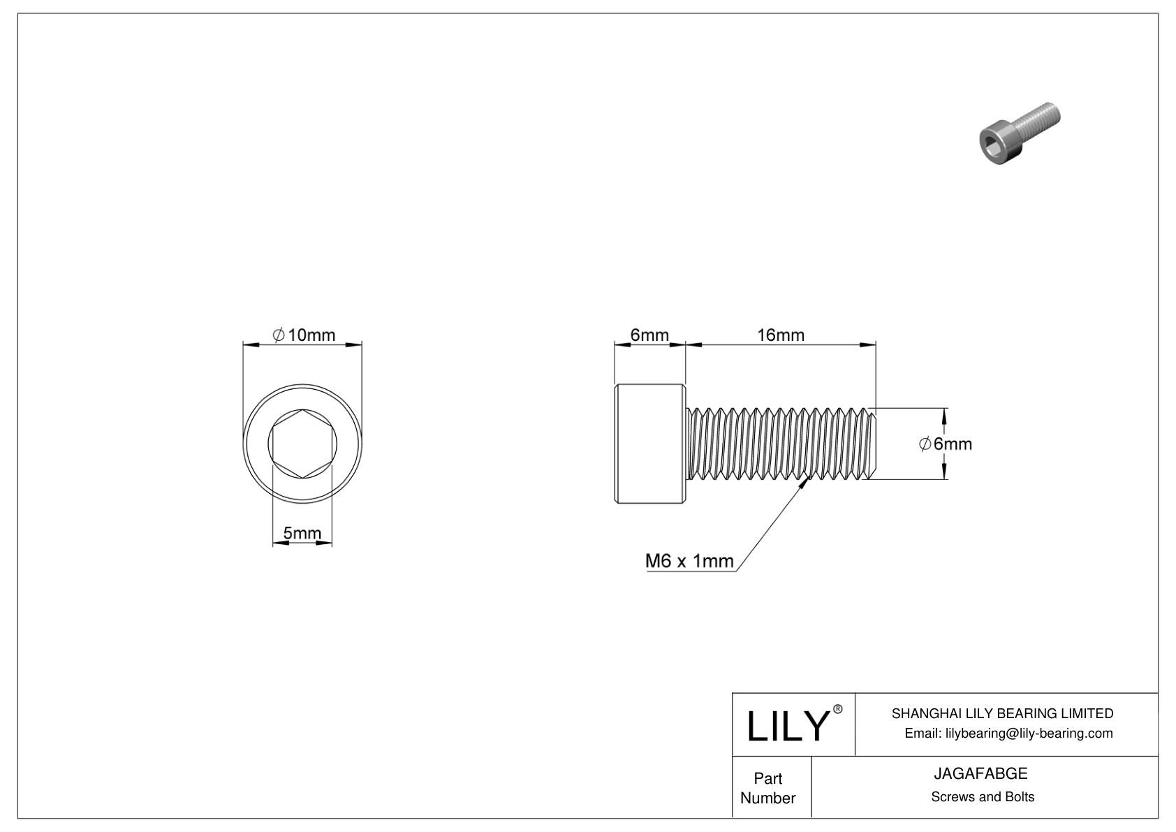 JAGAFABGE 左旋螺纹合金钢内六角螺钉 cad drawing