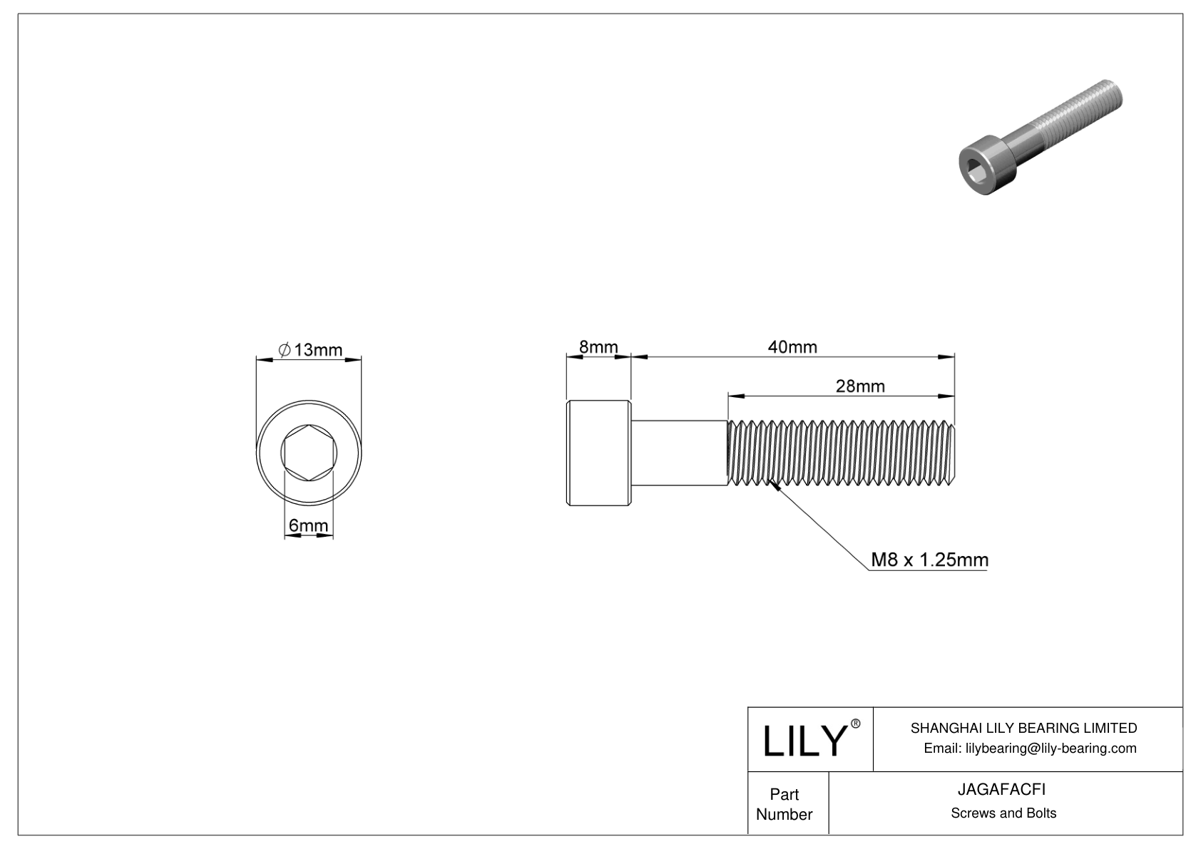 JAGAFACFI 左旋螺纹合金钢内六角螺钉 cad drawing