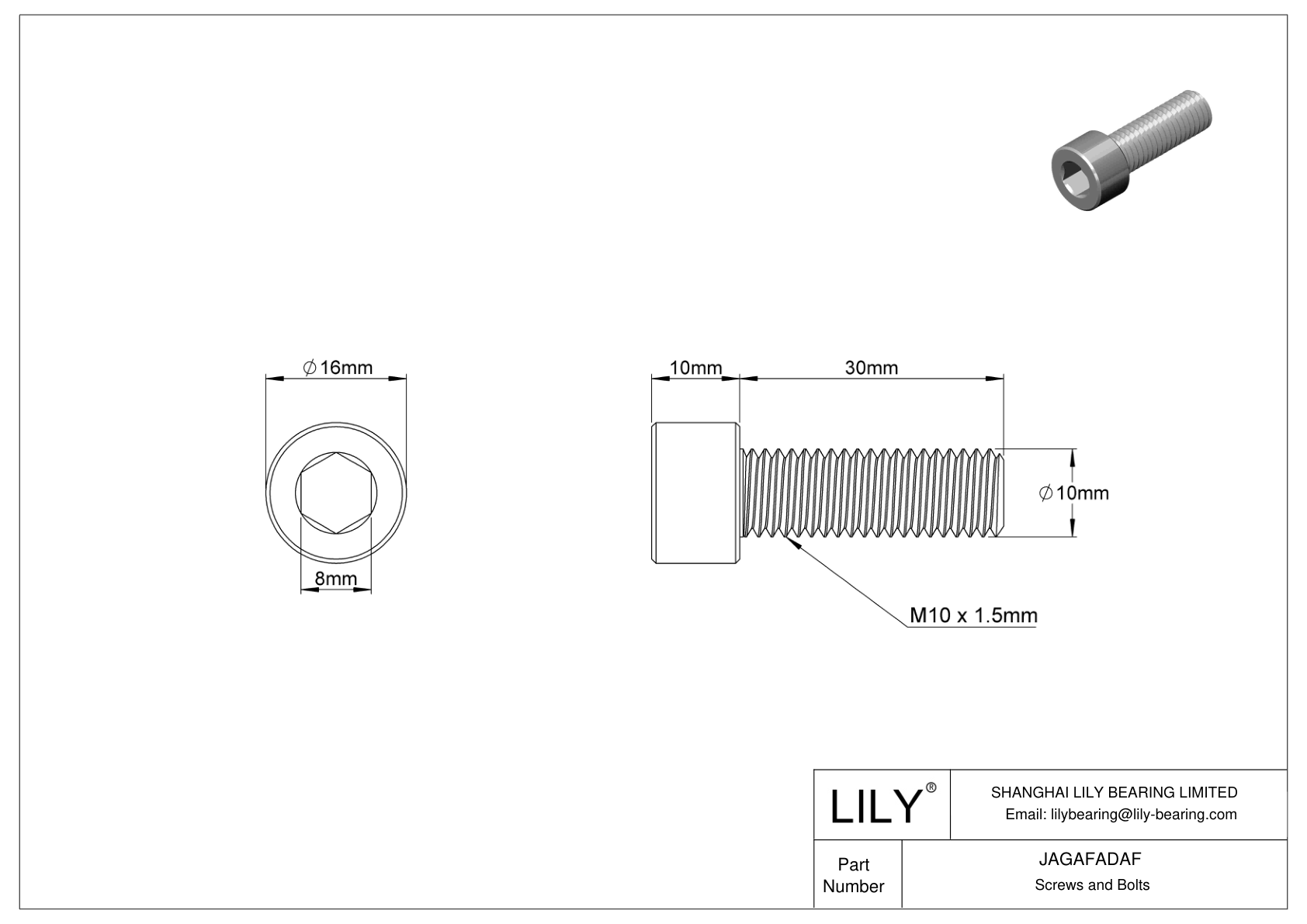 JAGAFADAF 左旋螺纹合金钢内六角螺钉 cad drawing