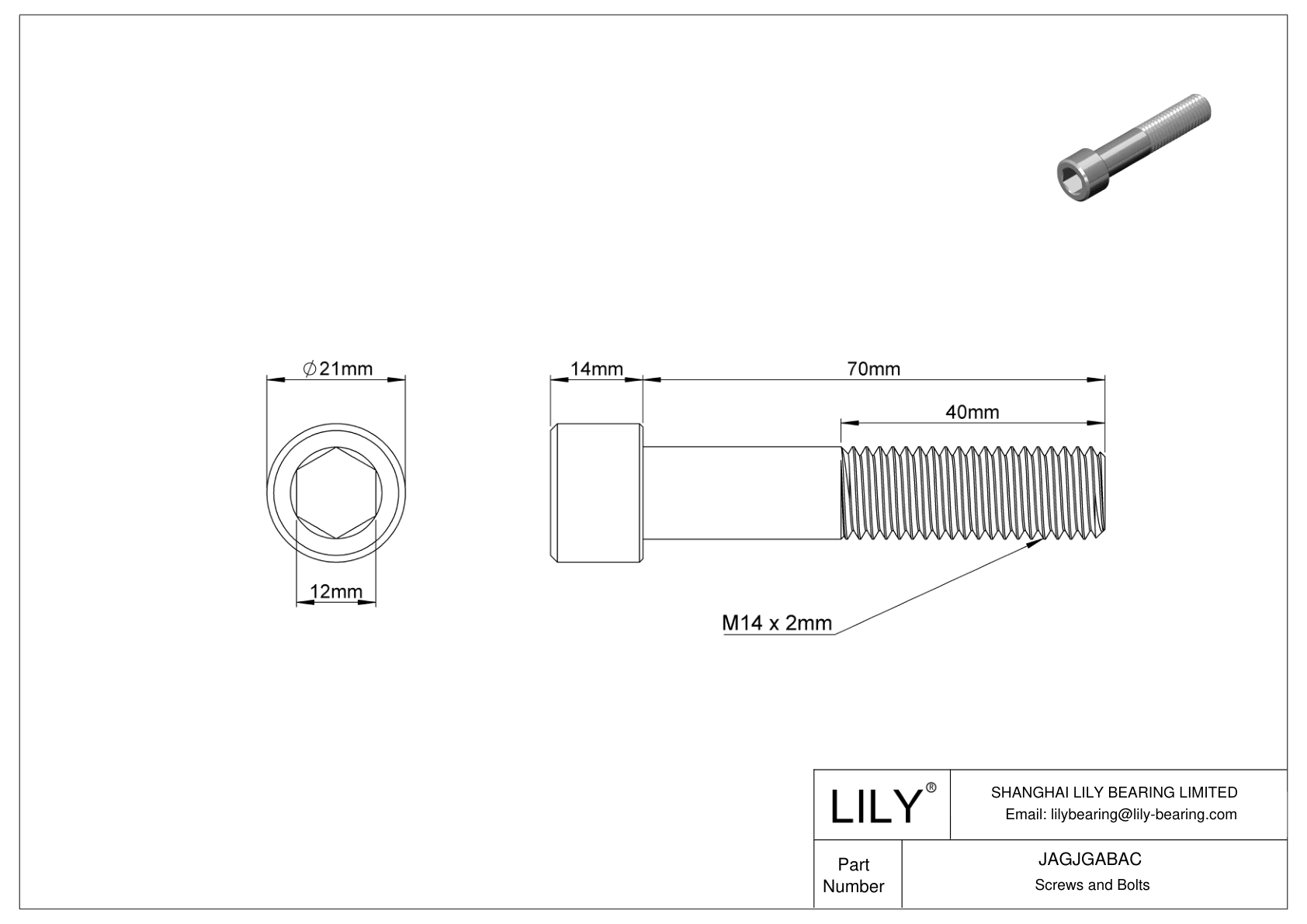 JAGJGABAC 18-8 Stainless Steel Socket Head Screws cad drawing