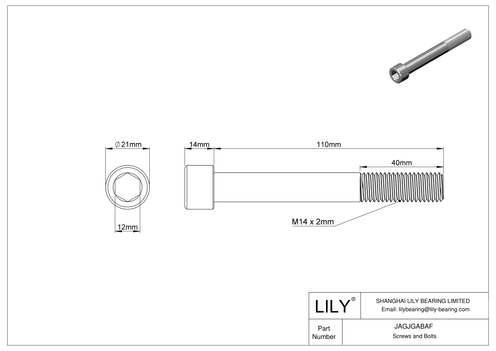 JAGJGABAF 18-8 Stainless Steel Socket Head Screws cad drawing