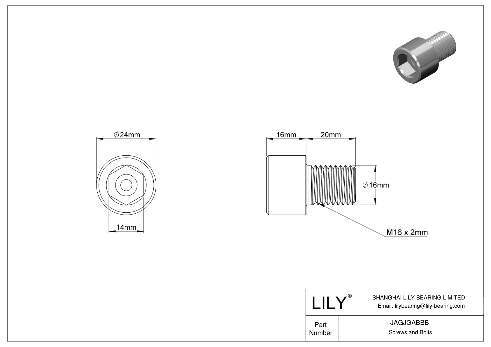 JAGJGABBB 18-8 Stainless Steel Socket Head Screws cad drawing