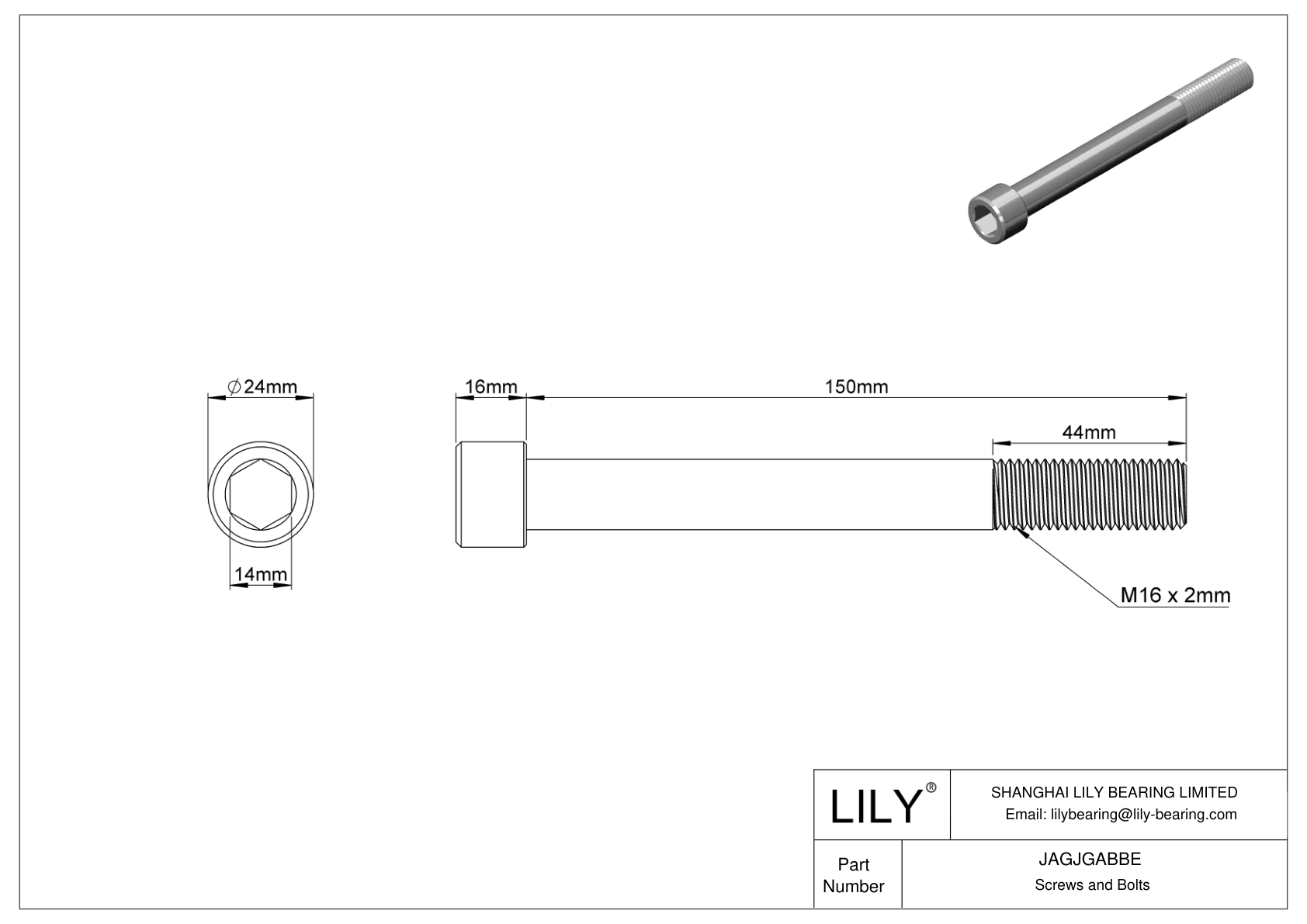 JAGJGABBE Tornillos de cabeza cilíndrica de acero inoxidable 18-8 cad drawing