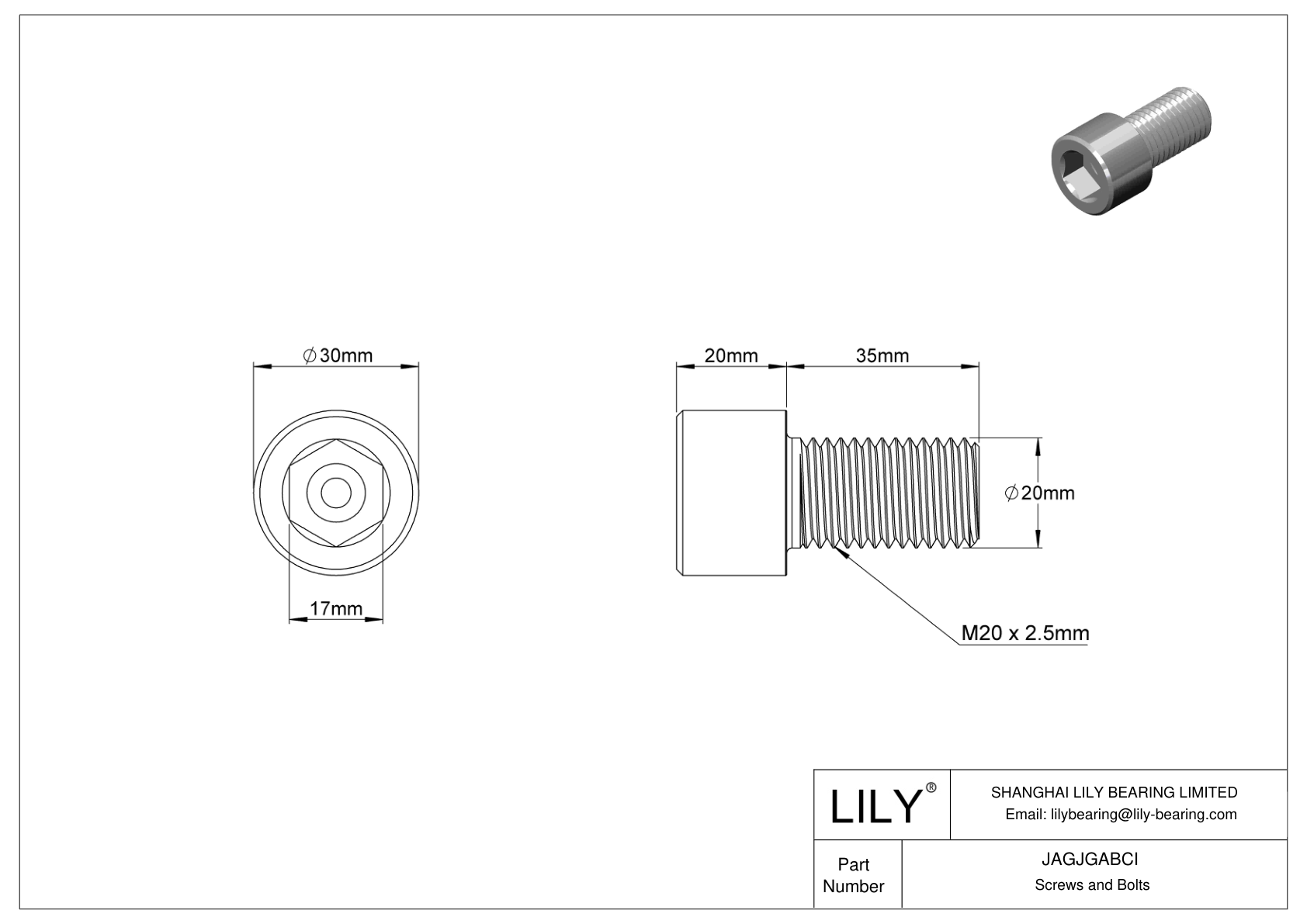 JAGJGABCI Tornillos de cabeza cilíndrica de acero inoxidable 18-8 cad drawing