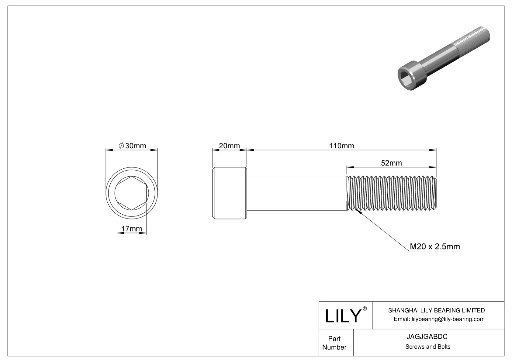 JAGJGABDC 18-8 Stainless Steel Socket Head Screws cad drawing