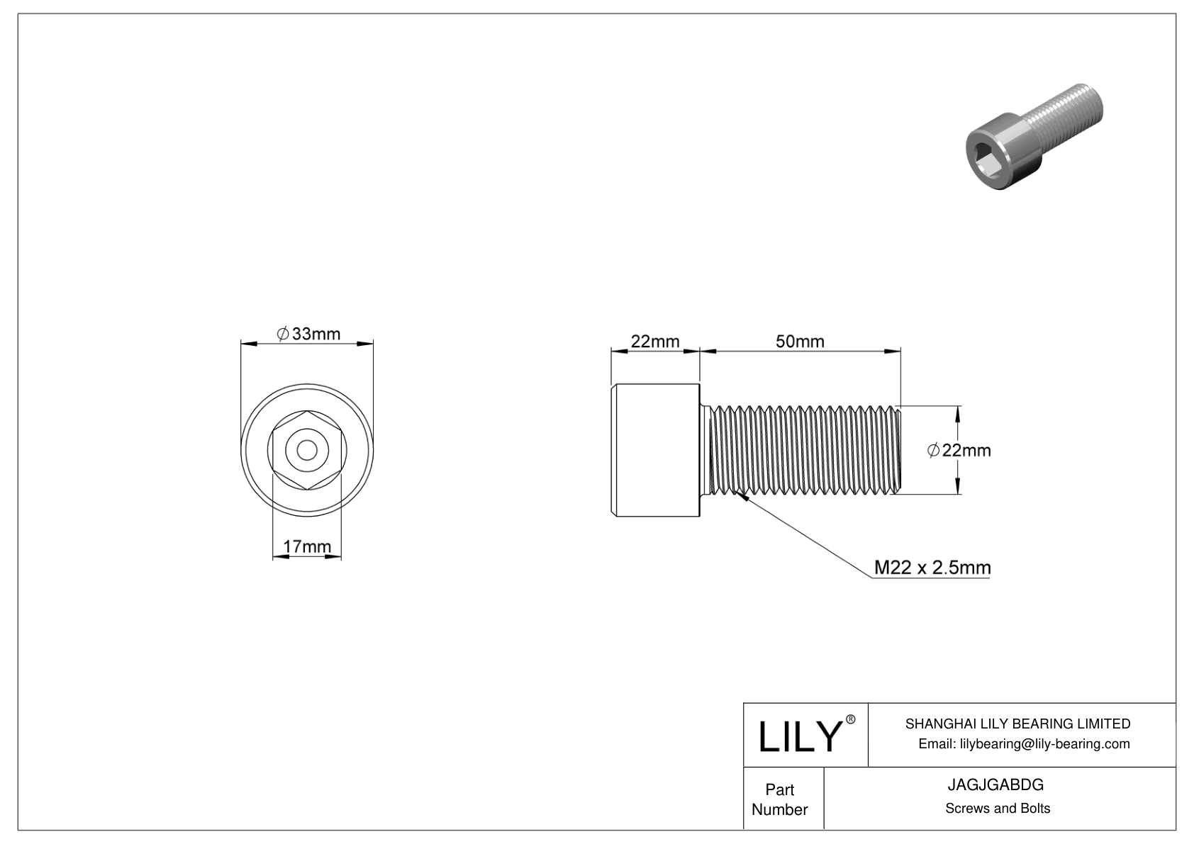 JAGJGABDG 18-8 Stainless Steel Socket Head Screws cad drawing