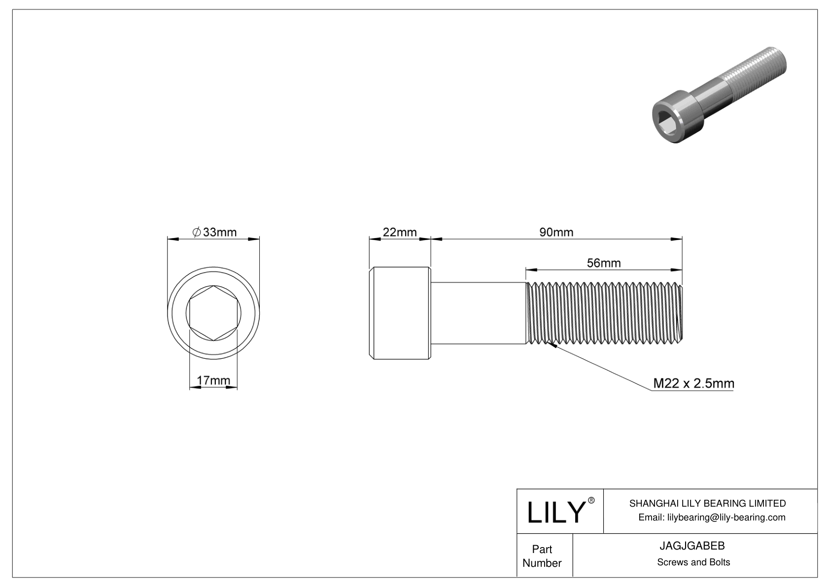 JAGJGABEB Tornillos de cabeza cilíndrica de acero inoxidable 18-8 cad drawing