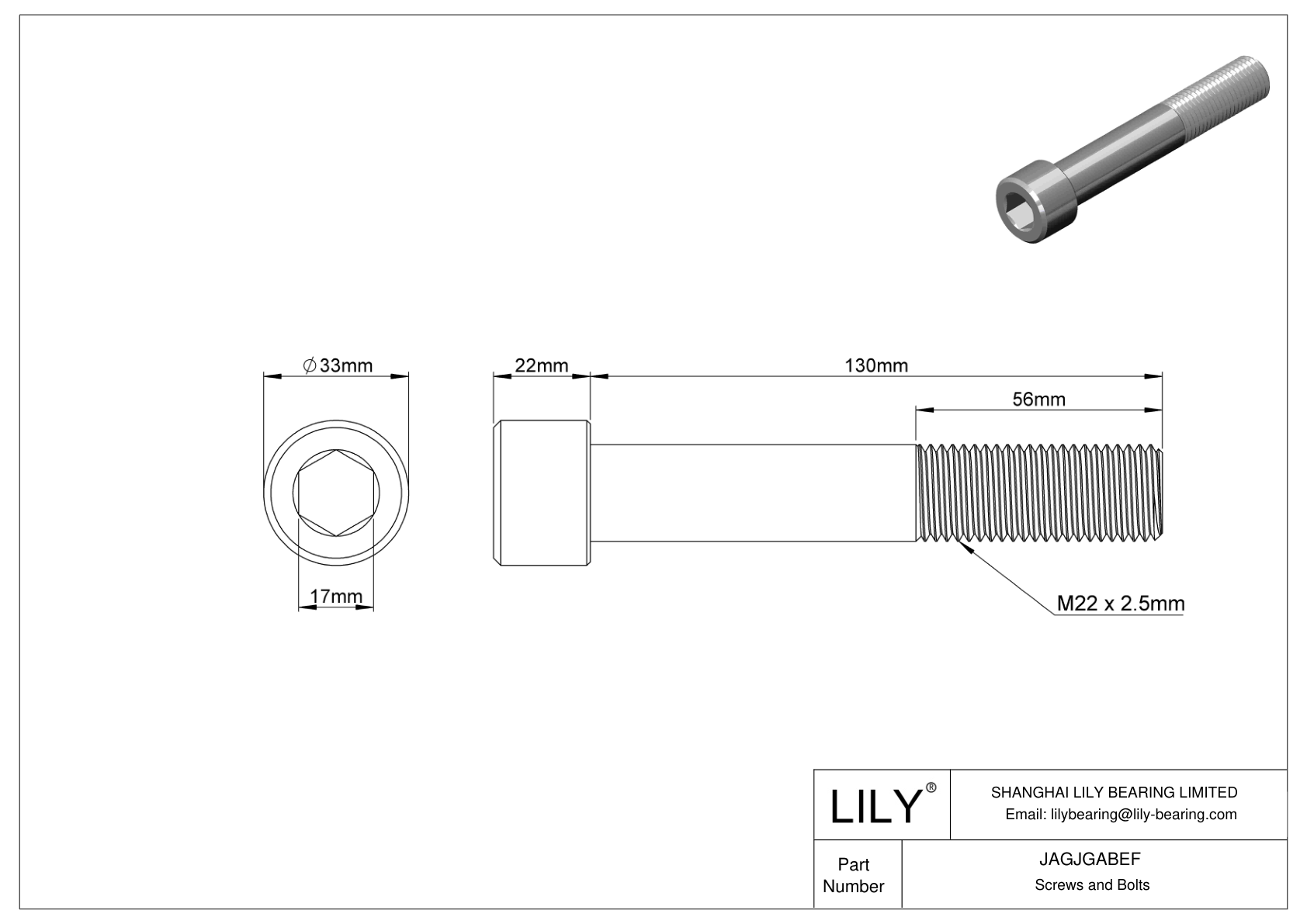 JAGJGABEF 18-8 Stainless Steel Socket Head Screws cad drawing