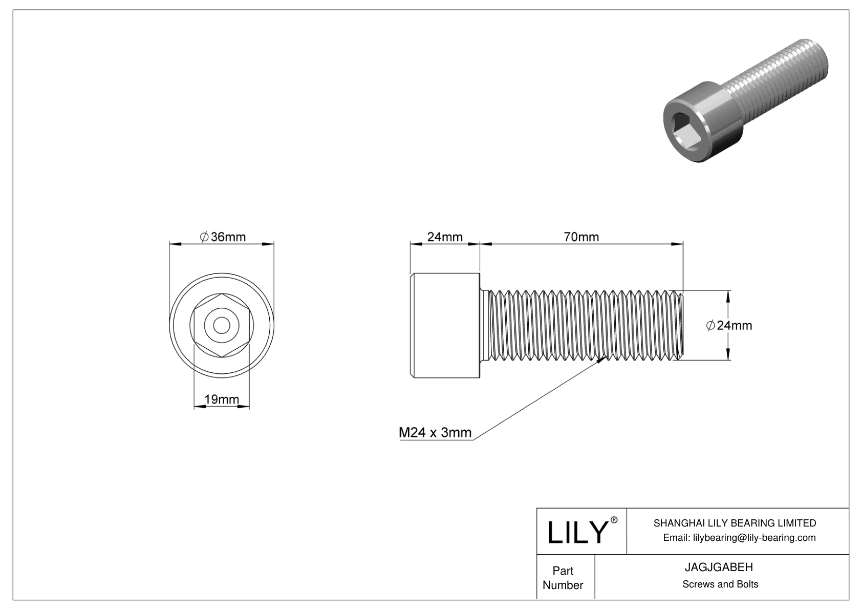 JAGJGABEH Tornillos de cabeza cilíndrica de acero inoxidable 18-8 cad drawing