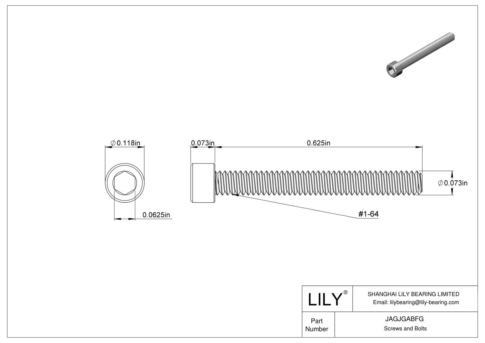 JAGJGABFG 18-8 Stainless Steel Socket Head Screws cad drawing