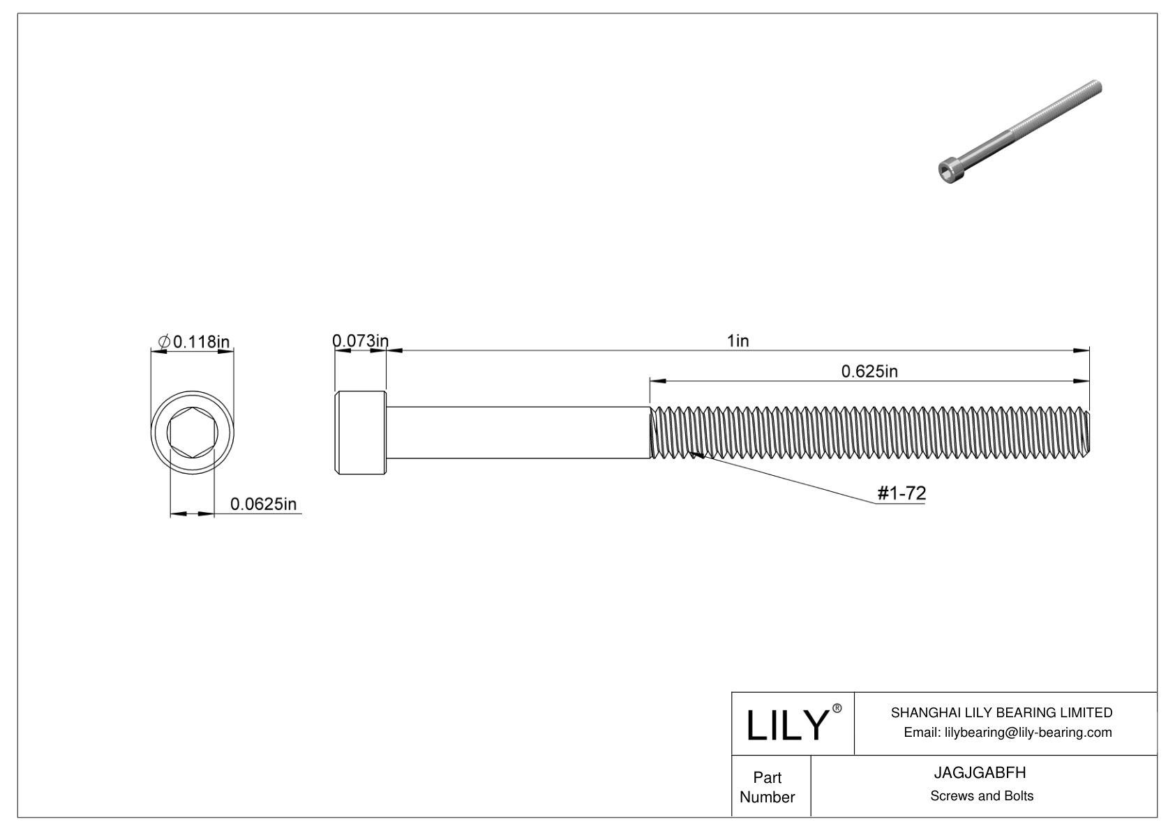 JAGJGABFH 18-8 Stainless Steel Socket Head Screws cad drawing