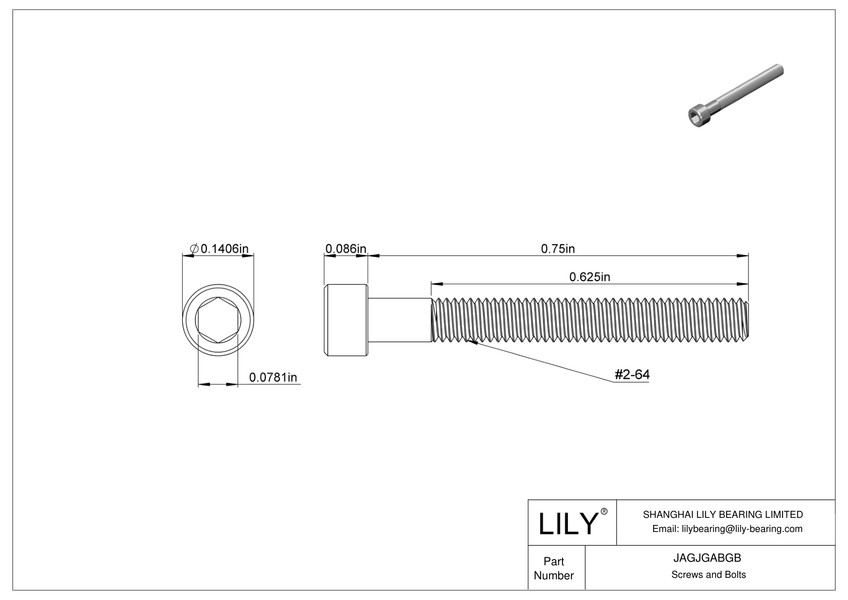 JAGJGABGB Tornillos de cabeza cilíndrica de acero inoxidable 18-8 cad drawing