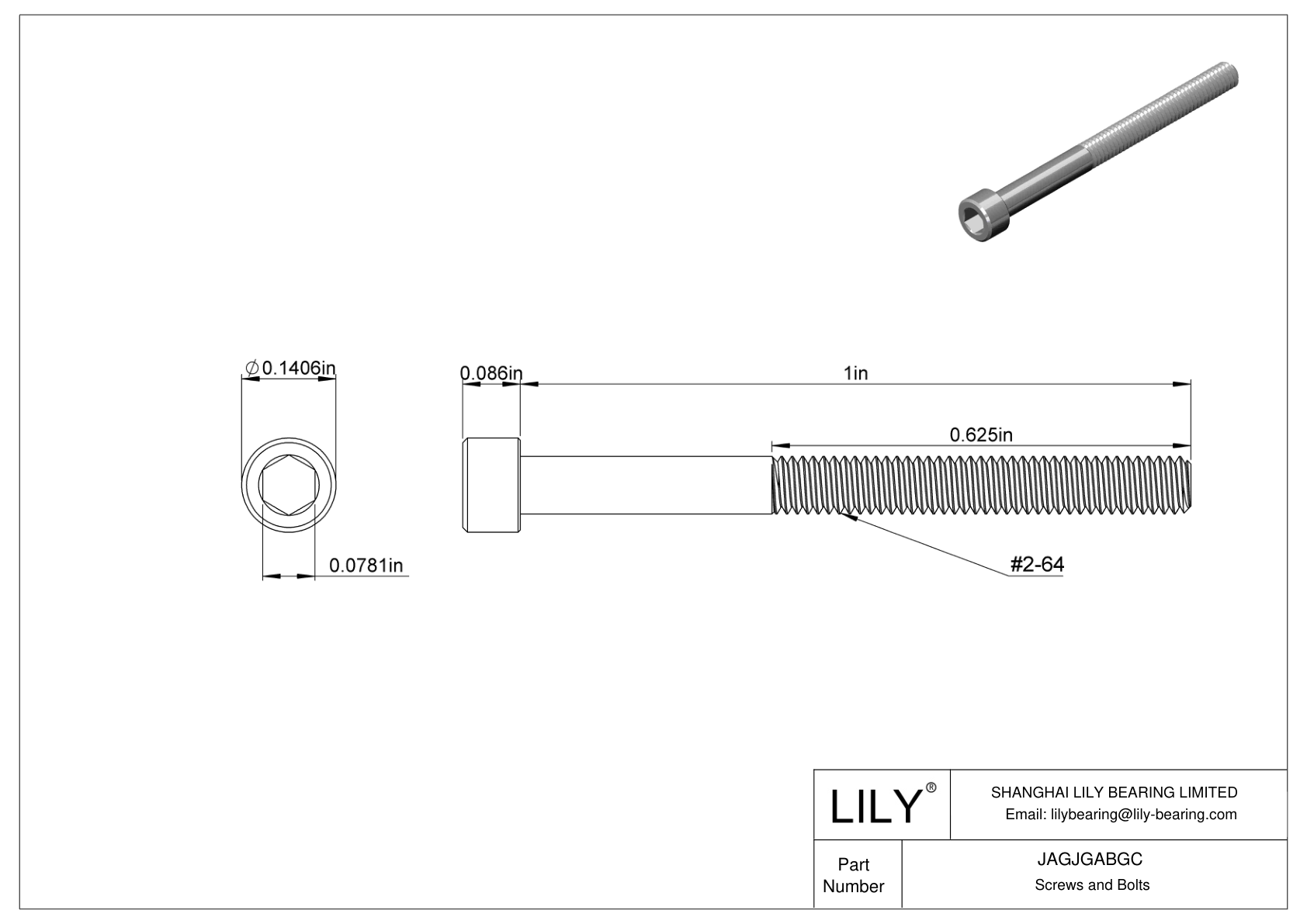 JAGJGABGC Tornillos de cabeza cilíndrica de acero inoxidable 18-8 cad drawing