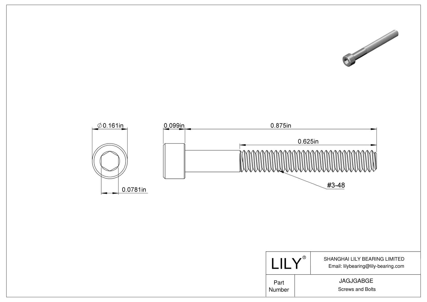 JAGJGABGE 18-8 Stainless Steel Socket Head Screws cad drawing